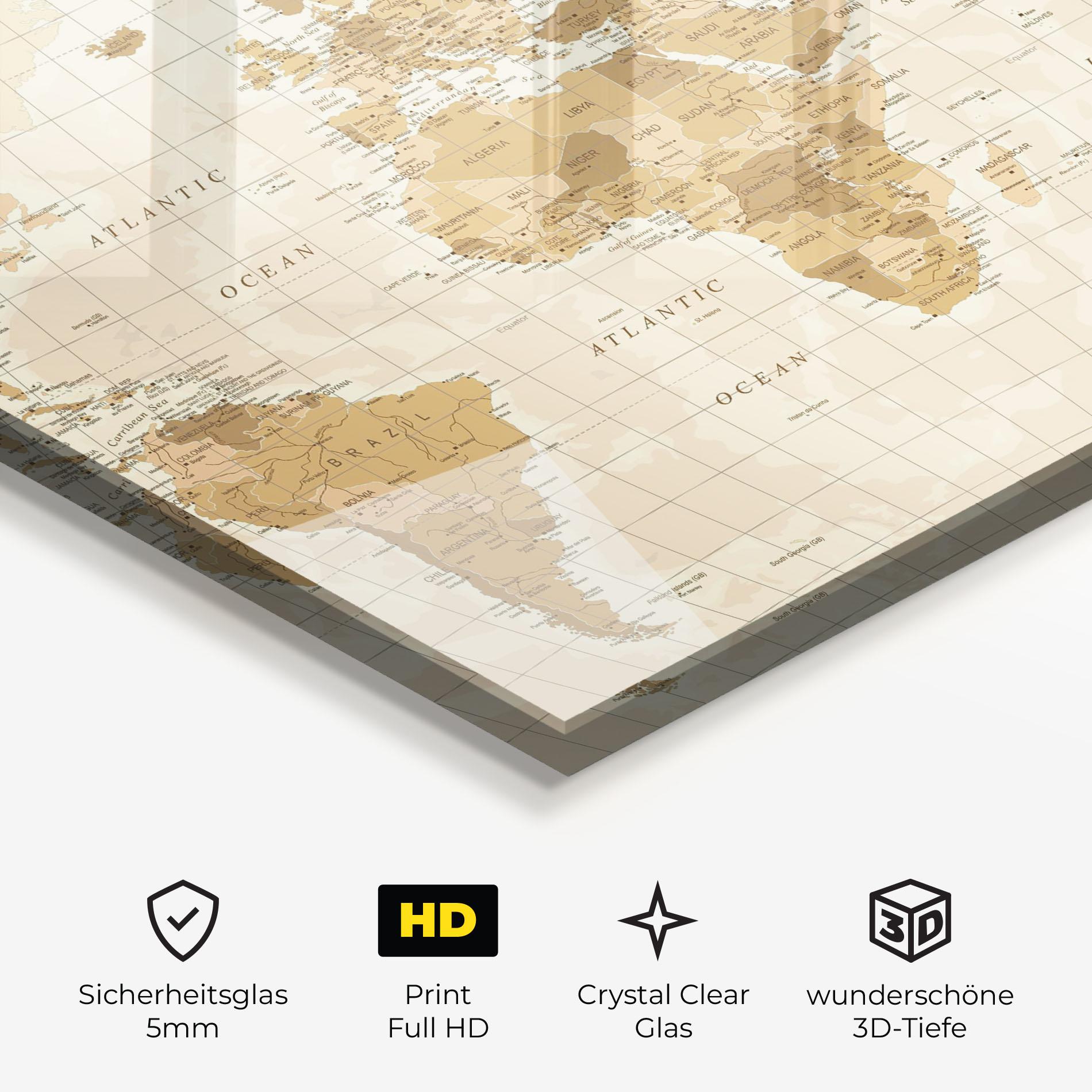 Glasbild Cream Color Map mockup 3