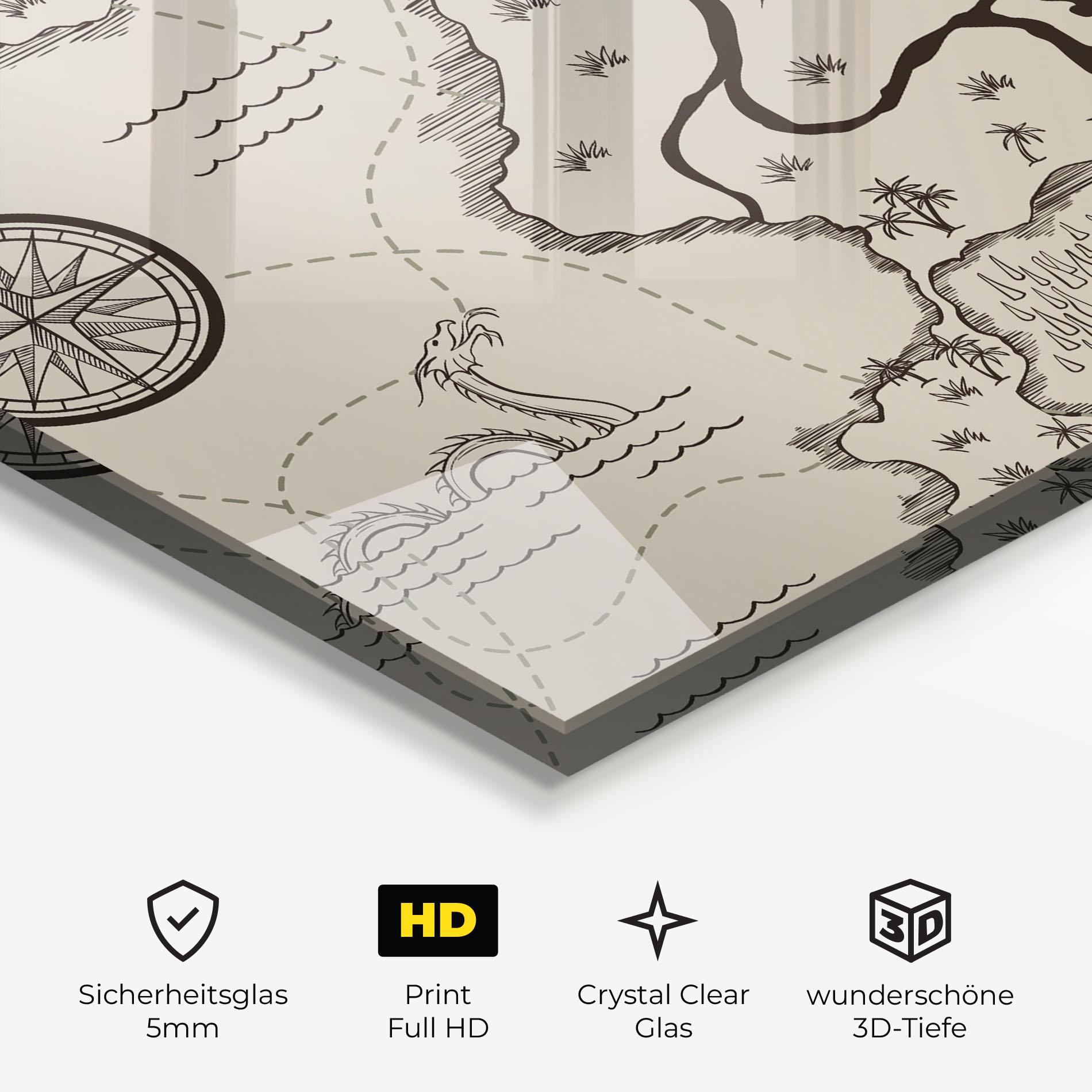 Glasbild Cream Island Map mockup 3