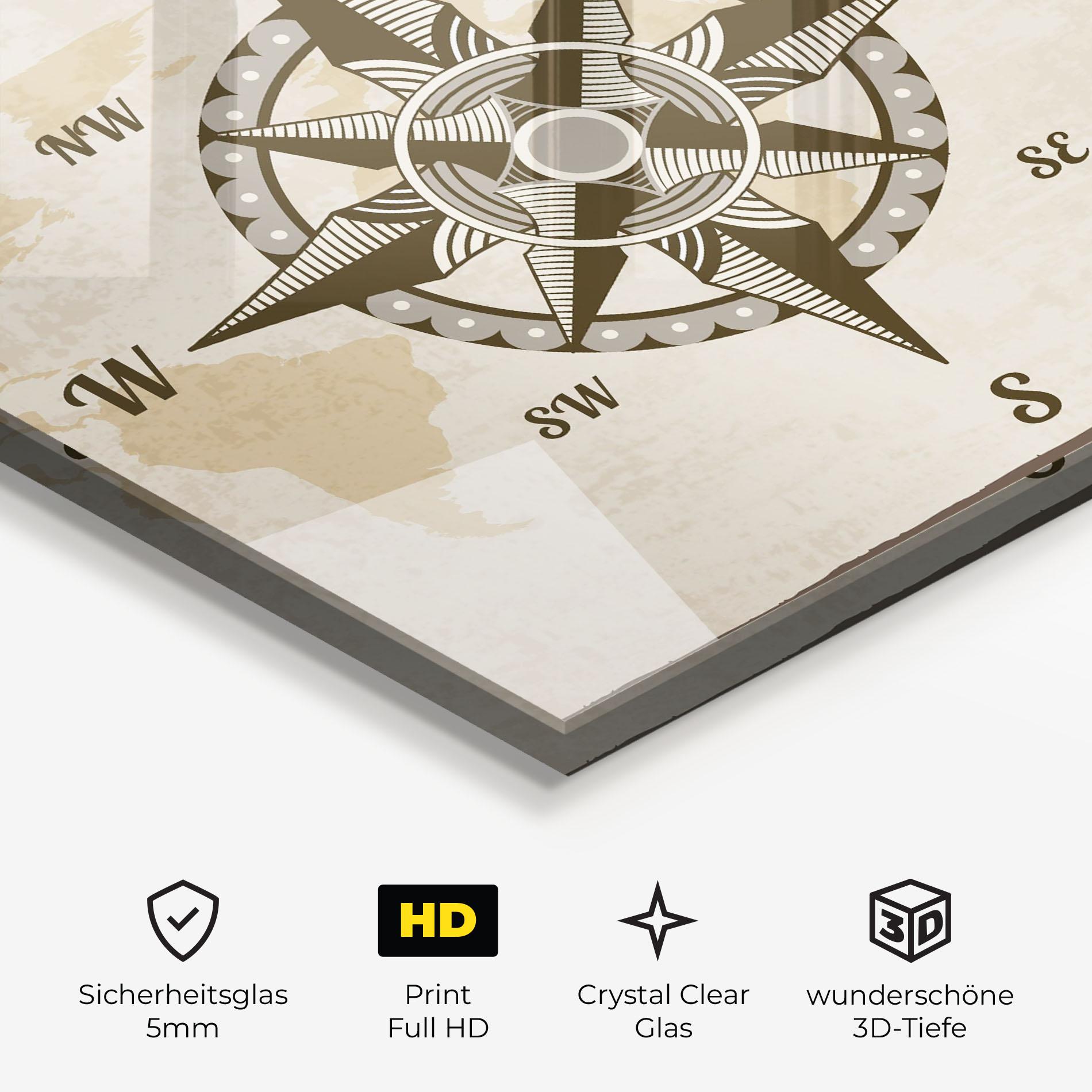 Glasbild Nautical Compass mockup 3