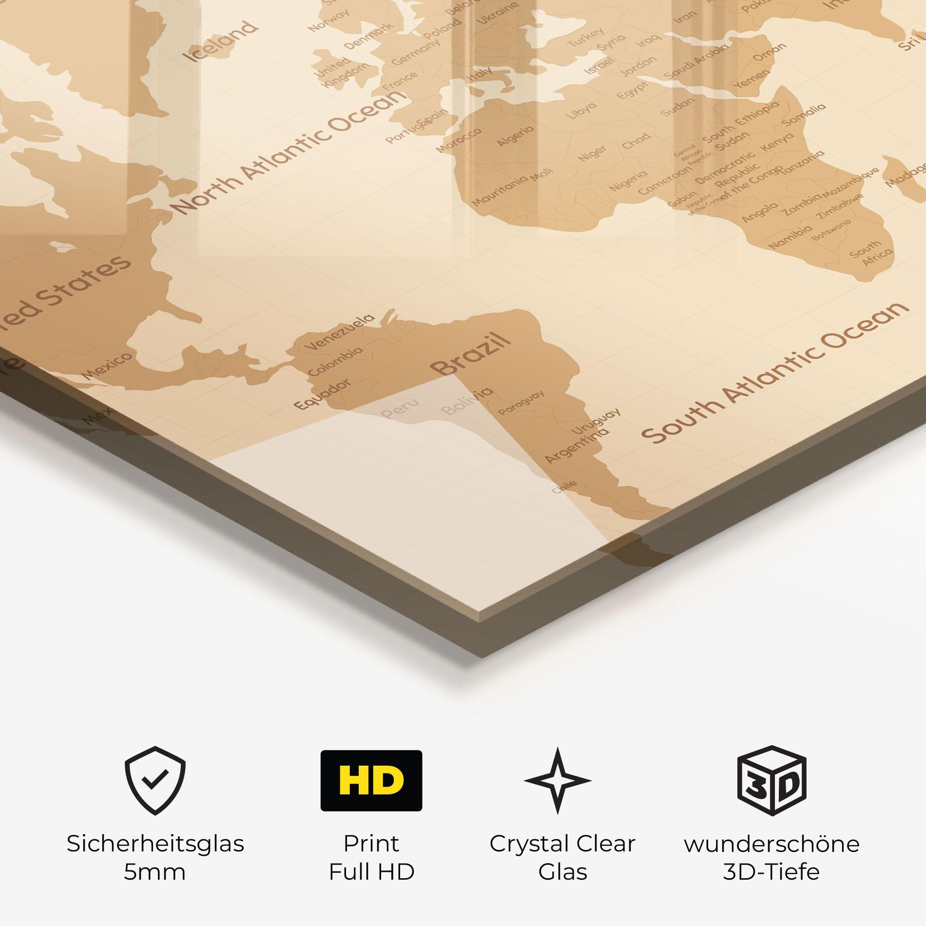 Glasbild Ocean Old Map mockup 3