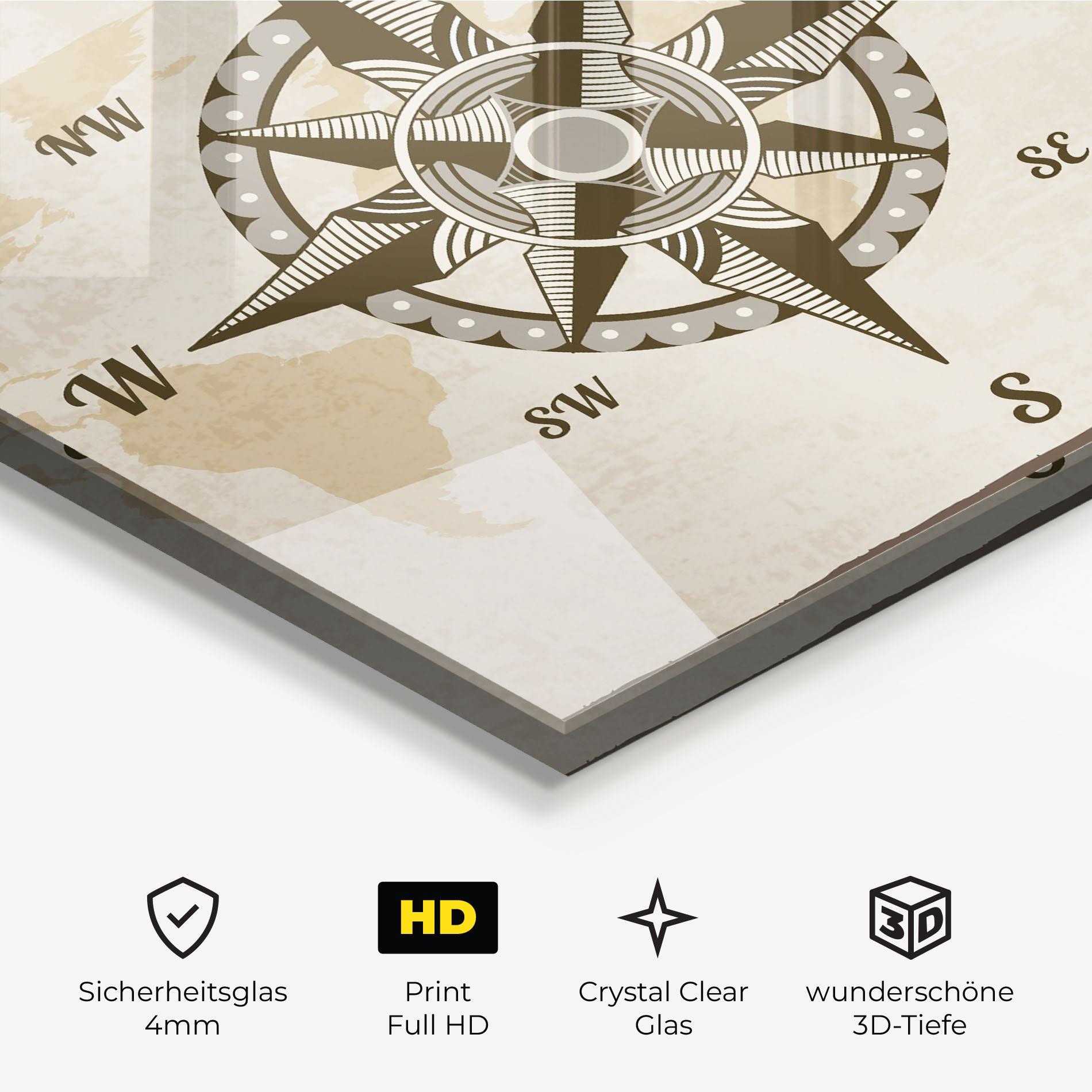 Glasbild Nautical Compass mockup 3