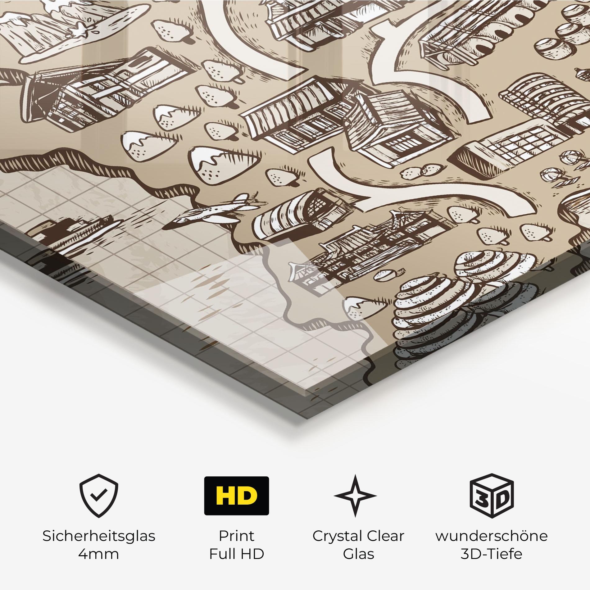 Glasbild Old Korea Map mockup 3