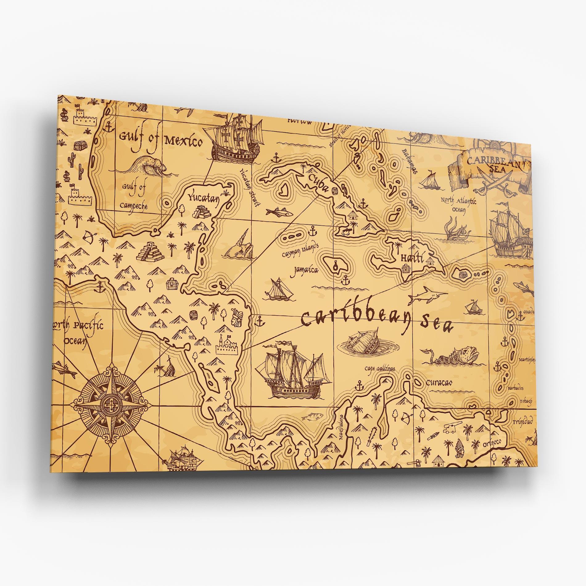 Glasbild Caribbean Sea Map mockup 6