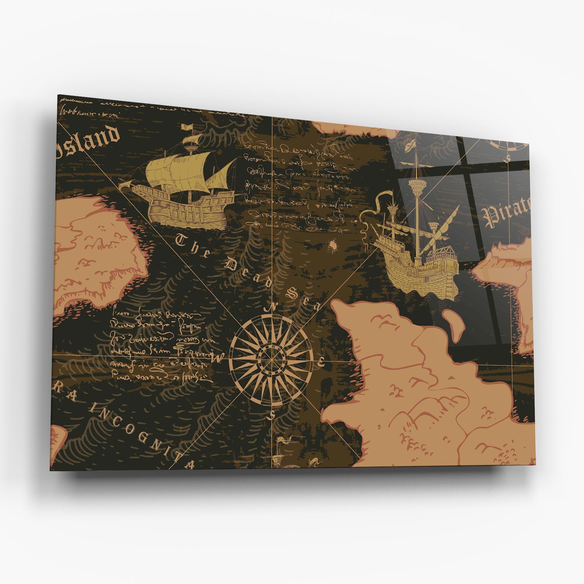 Glasbild Cool Old Map mockup 6