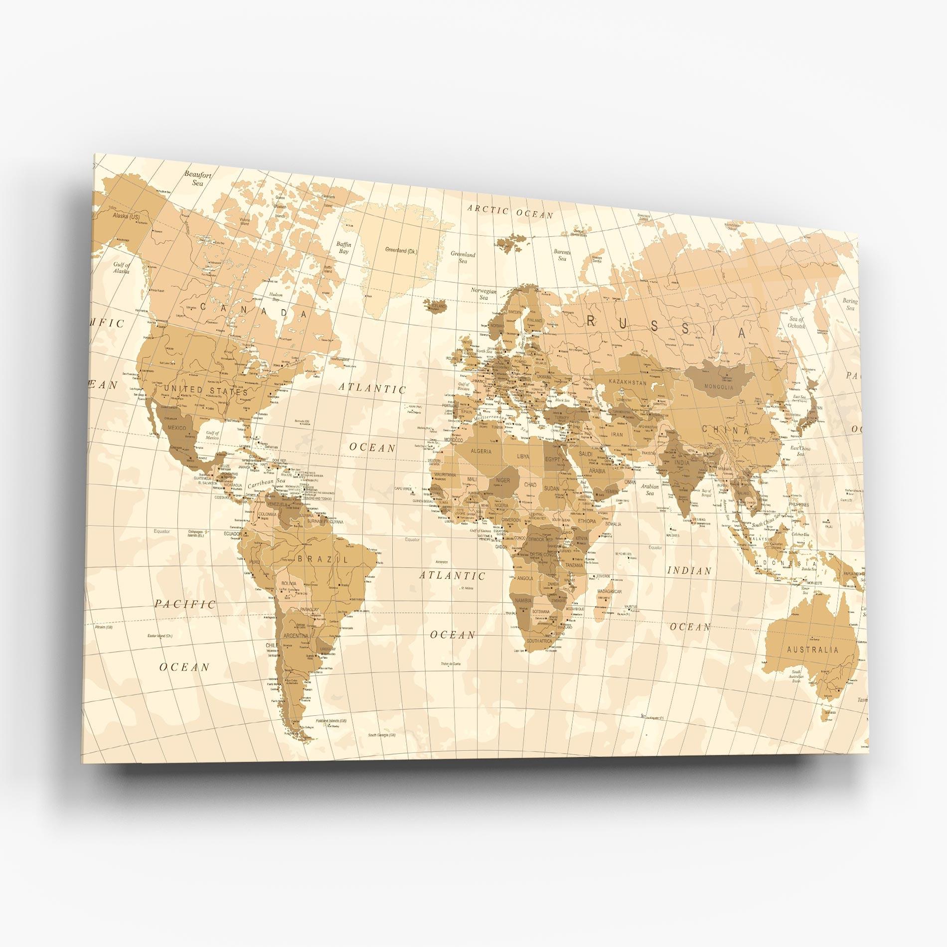 Glasbild Cream Color Map mockup 6