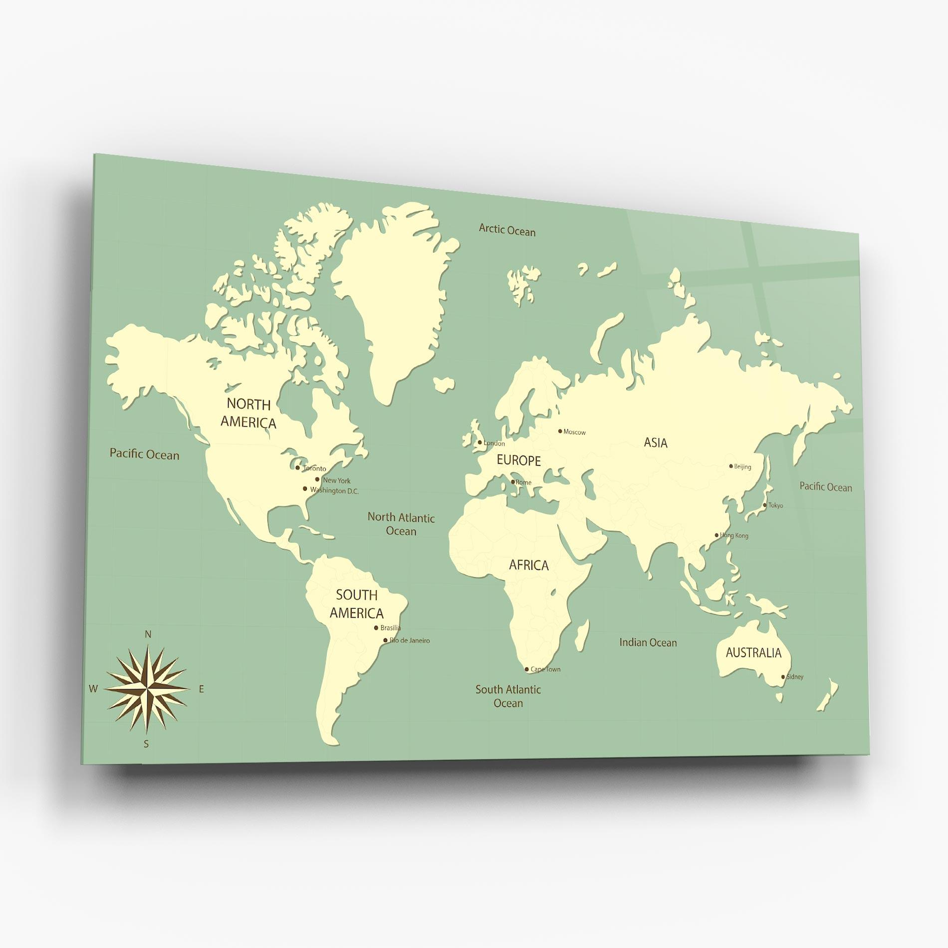 Glasbild Green Cream Map mockup 6