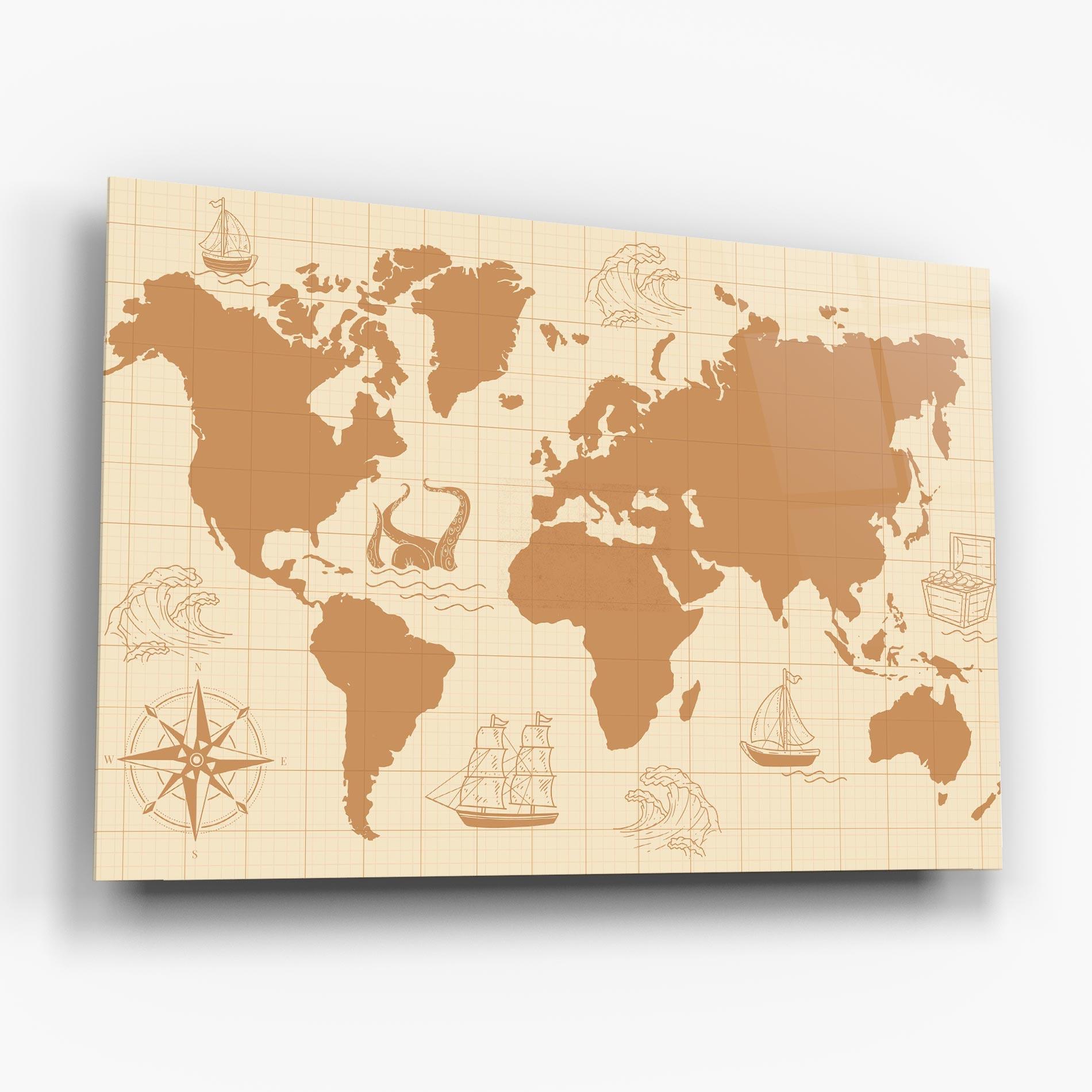 Glasbild Light Cream Map mockup 6