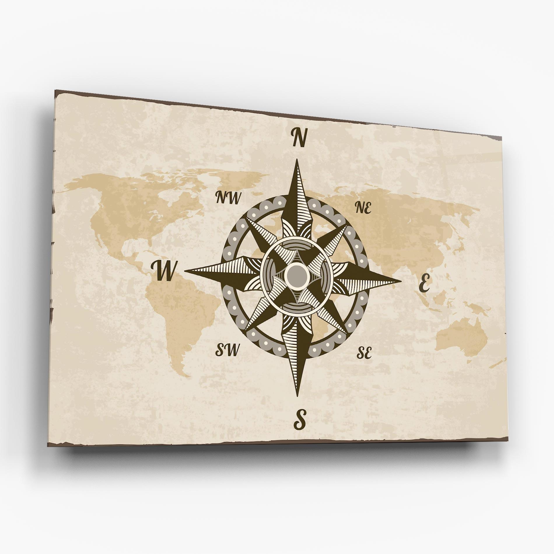 Glasbild Nautical Compass mockup 6