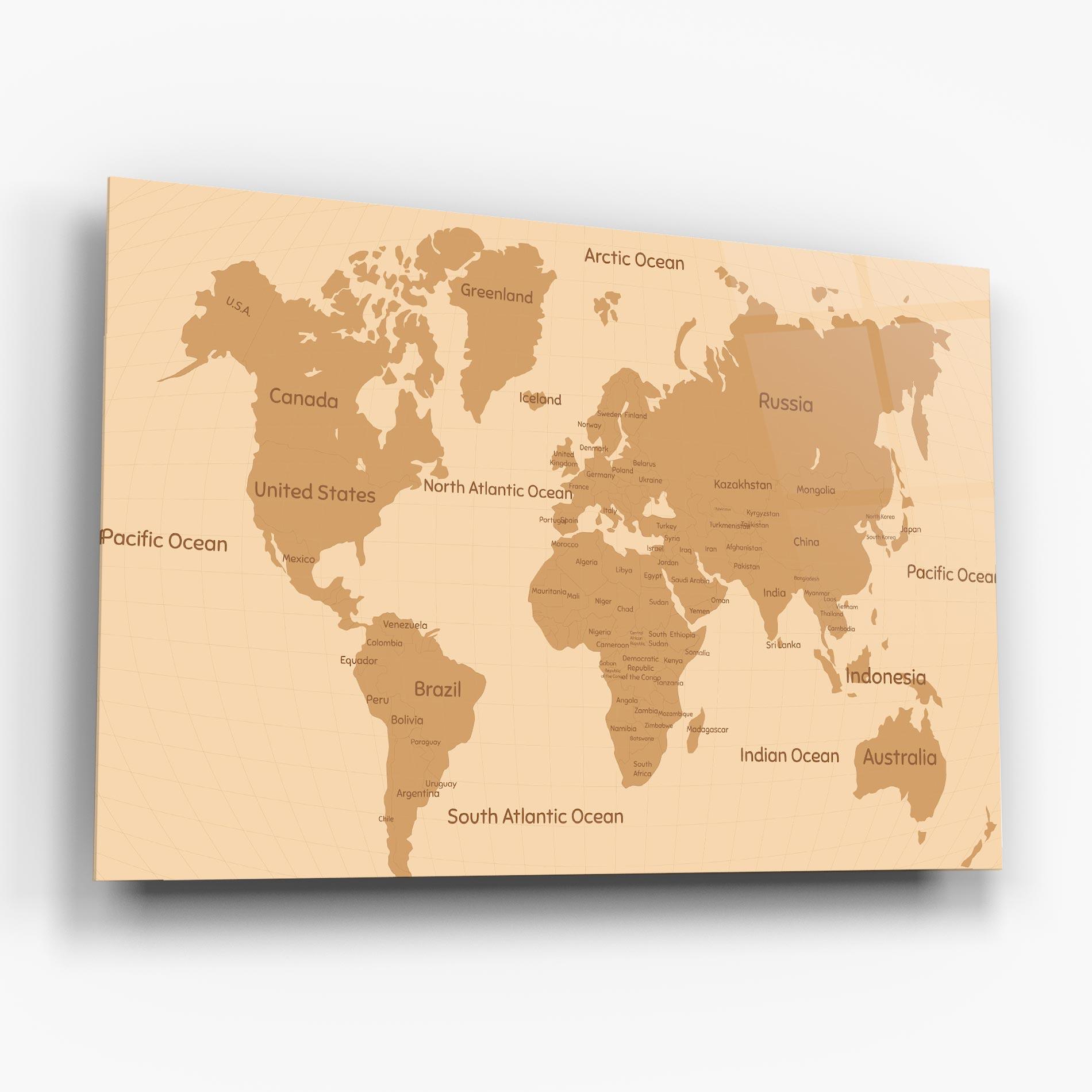 Glasbild Ocean Old Map mockup 6