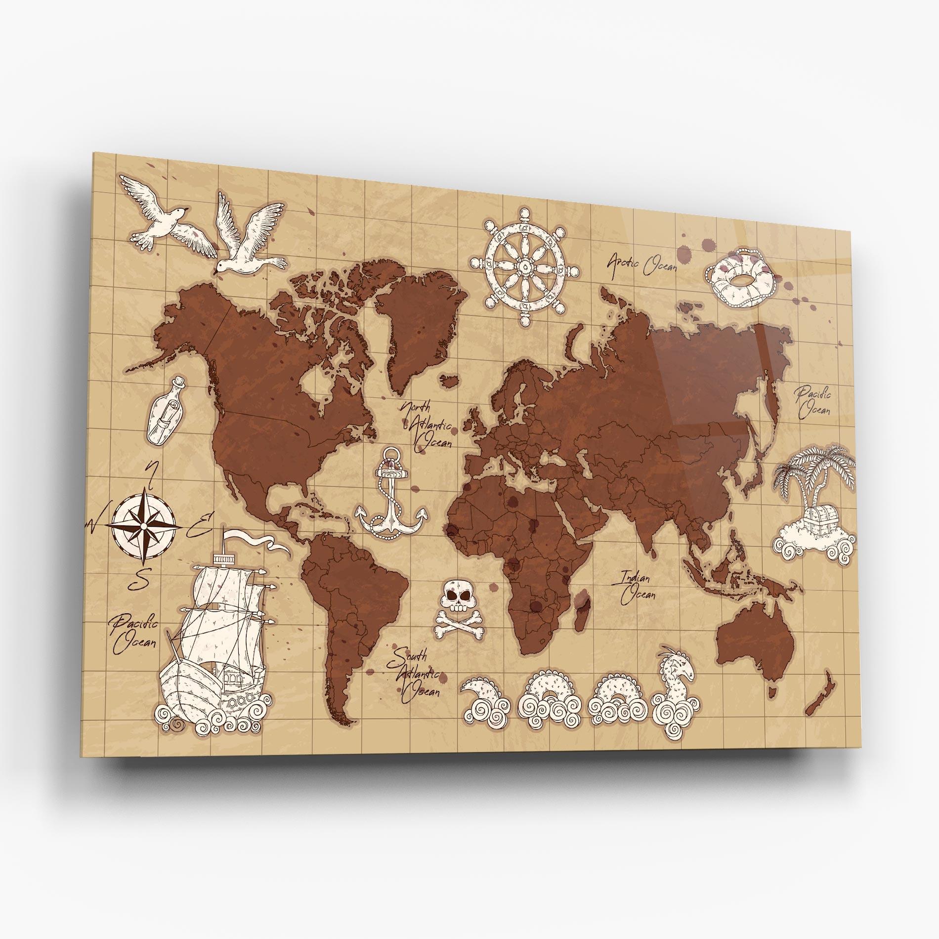 Glasbild Old Pirate Map mockup 6