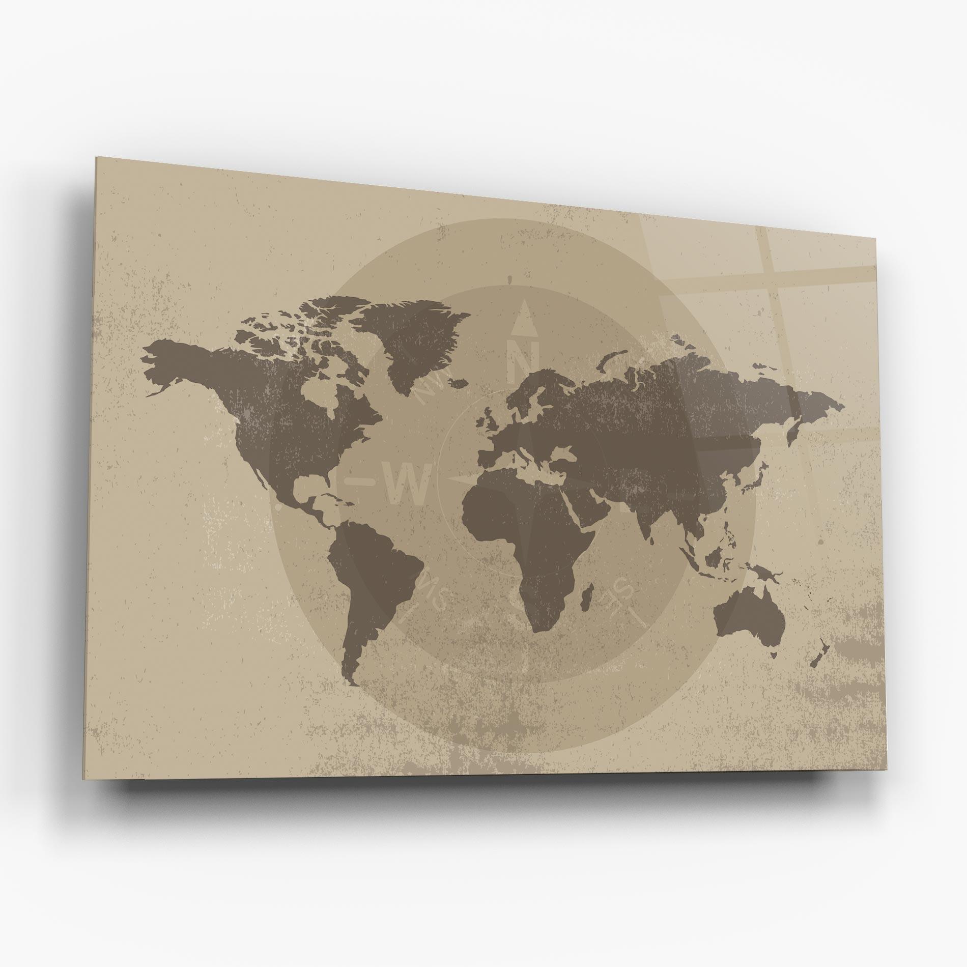 Glasbild Old Vintage Map mockup 6
