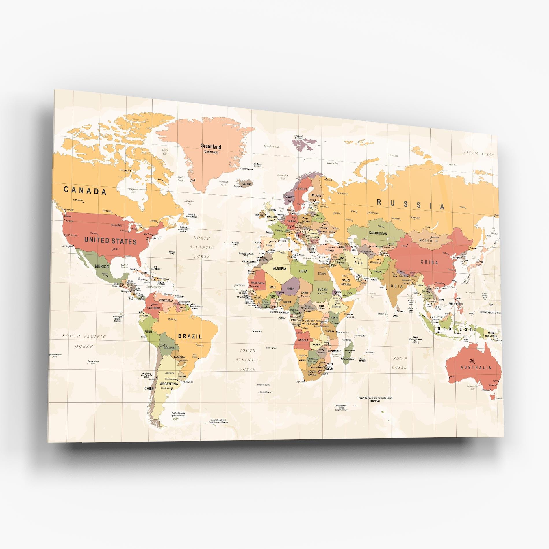 Glasbild Orange Cream Map mockup 6
