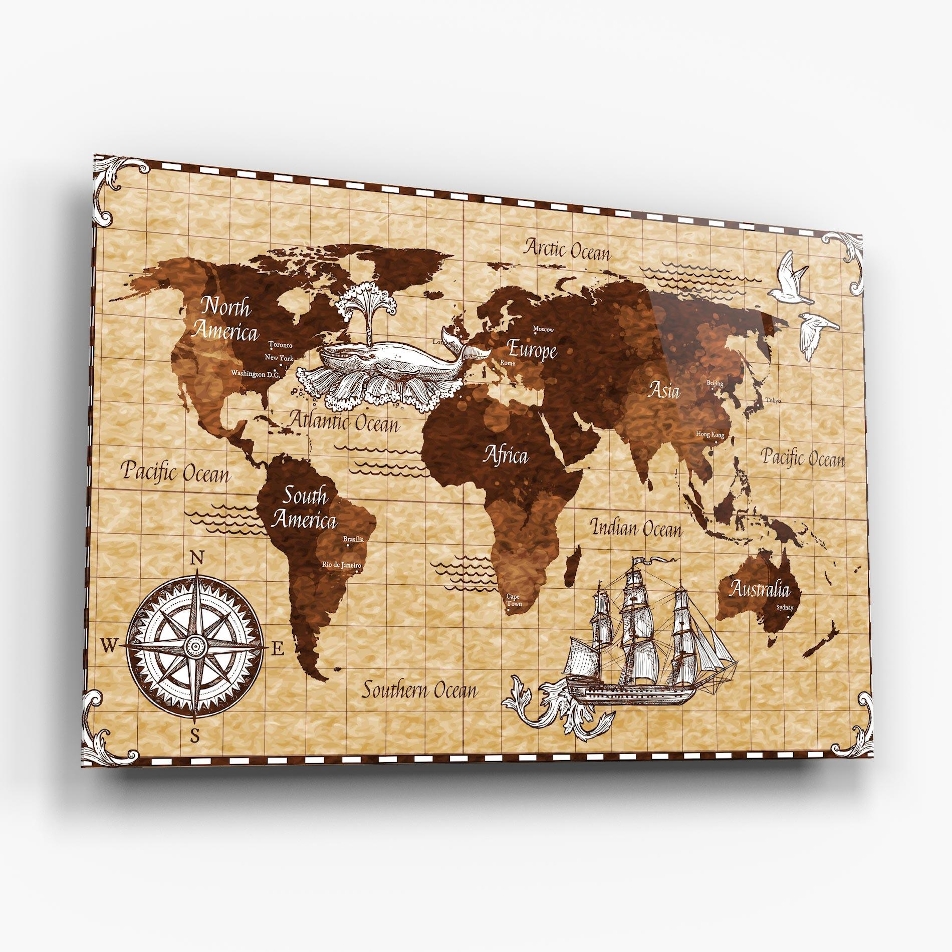Glasbild Pirate World Map mockup 6