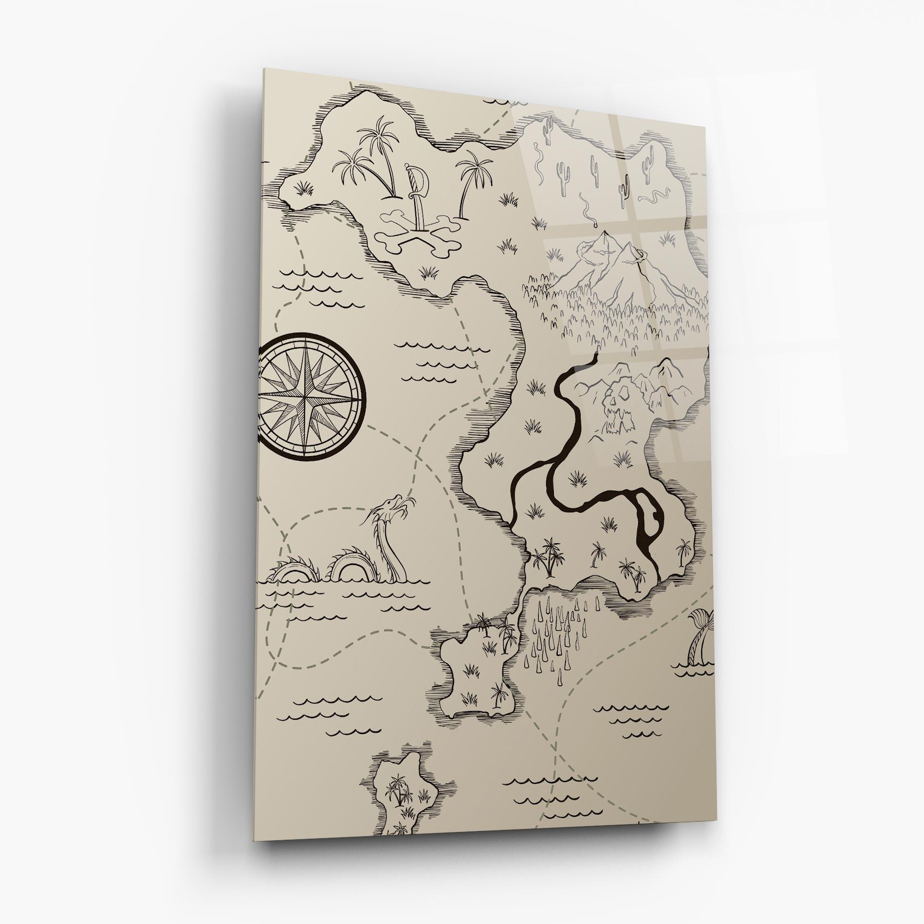 Glasbild Cream Island Map mockup 6