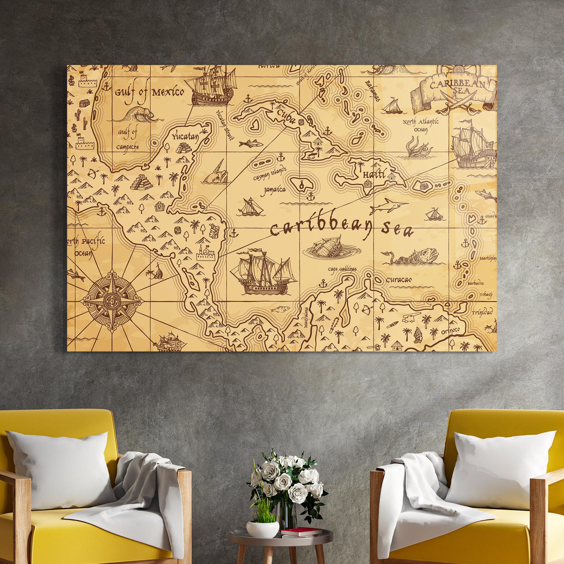 Glasbild Caribbean Sea Map mockup 4