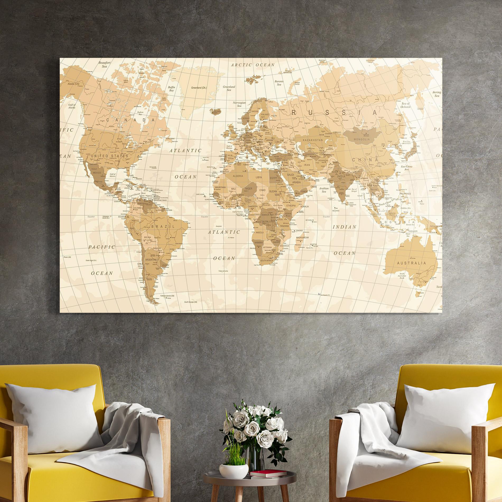 Glasbild Cream Color Map mockup 4