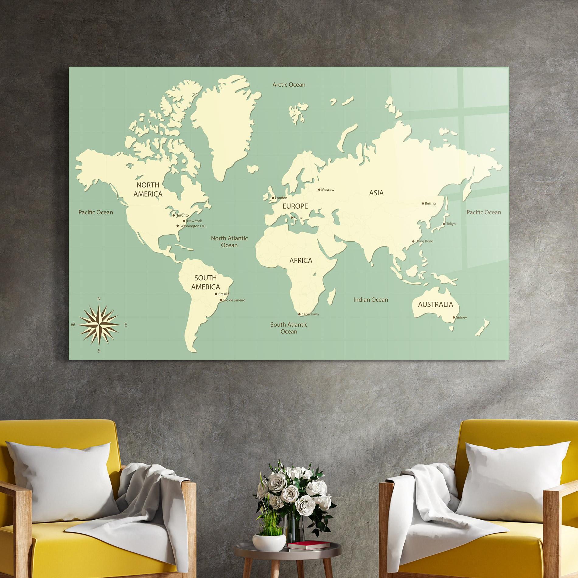Glasbild Green Cream Map mockup 4