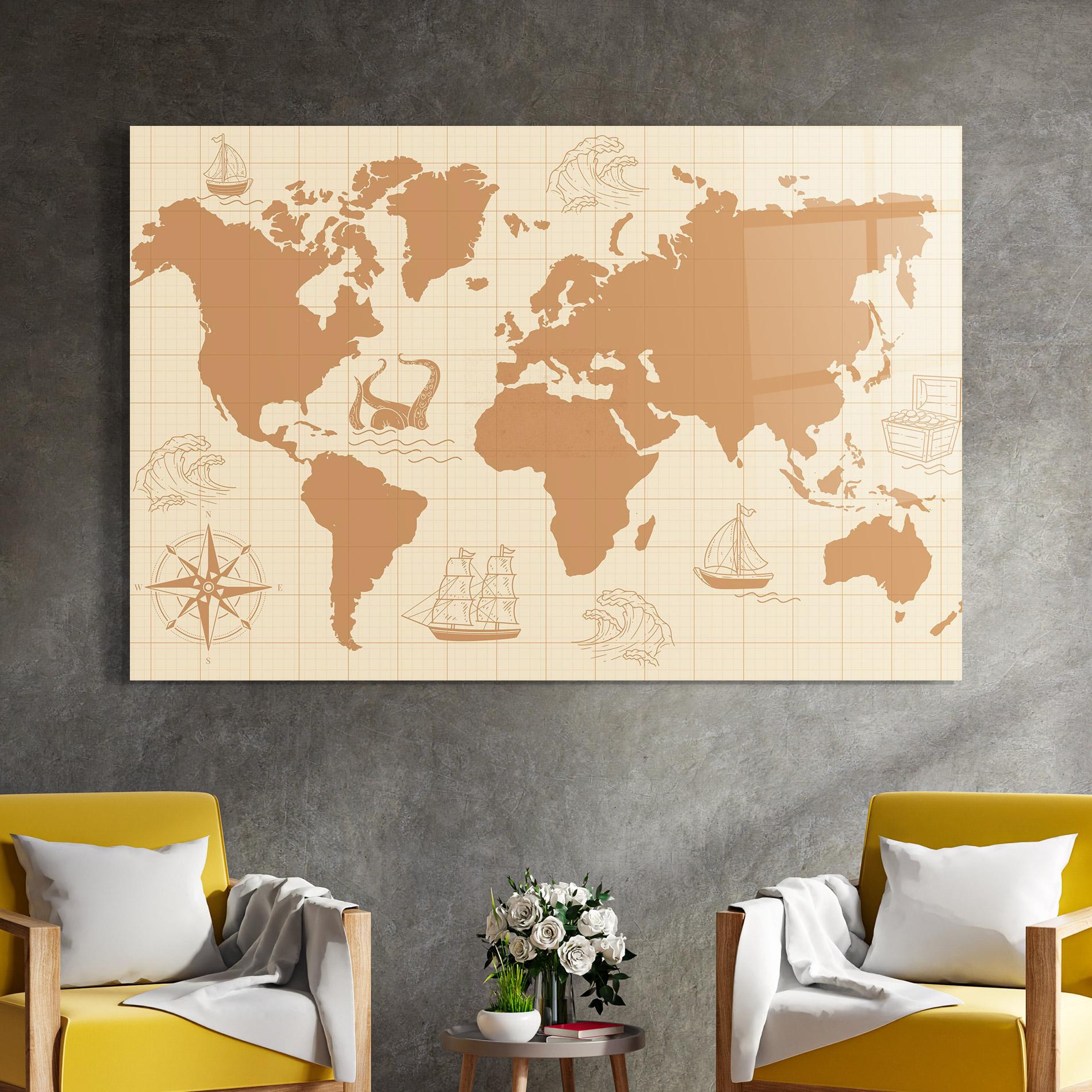 Glasbild Light Cream Map mockup 4