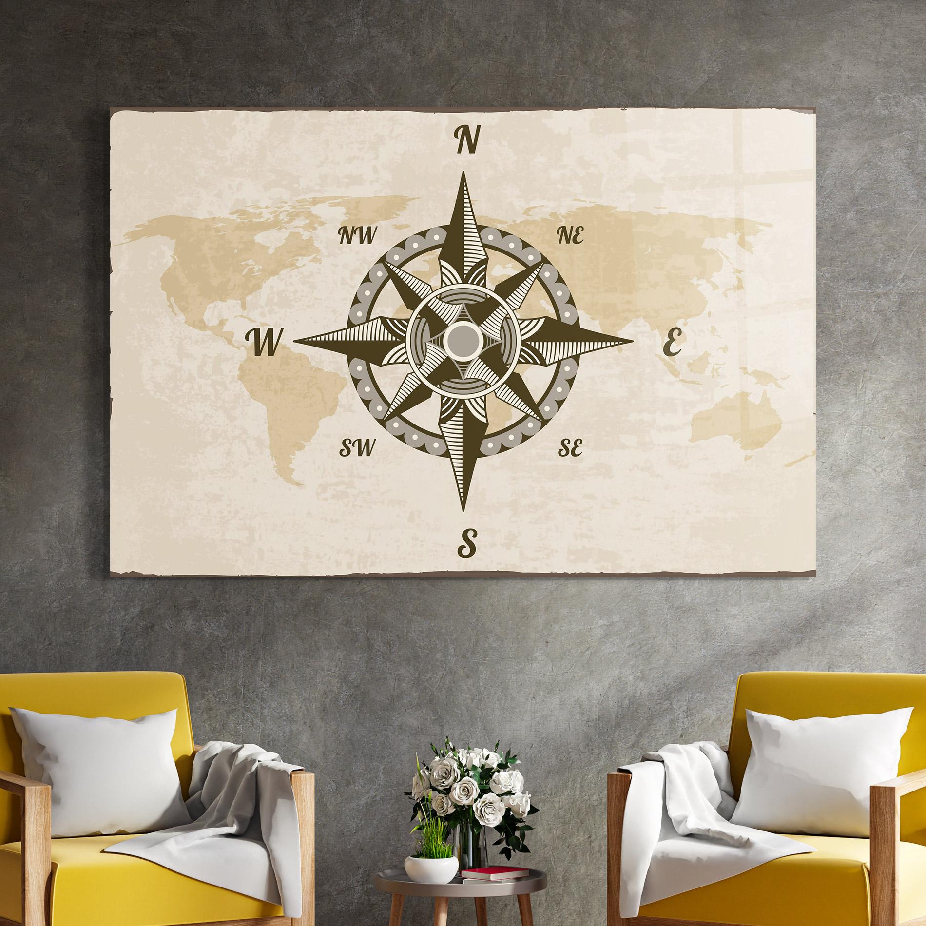 Glasbild Nautical Compass mockup 4