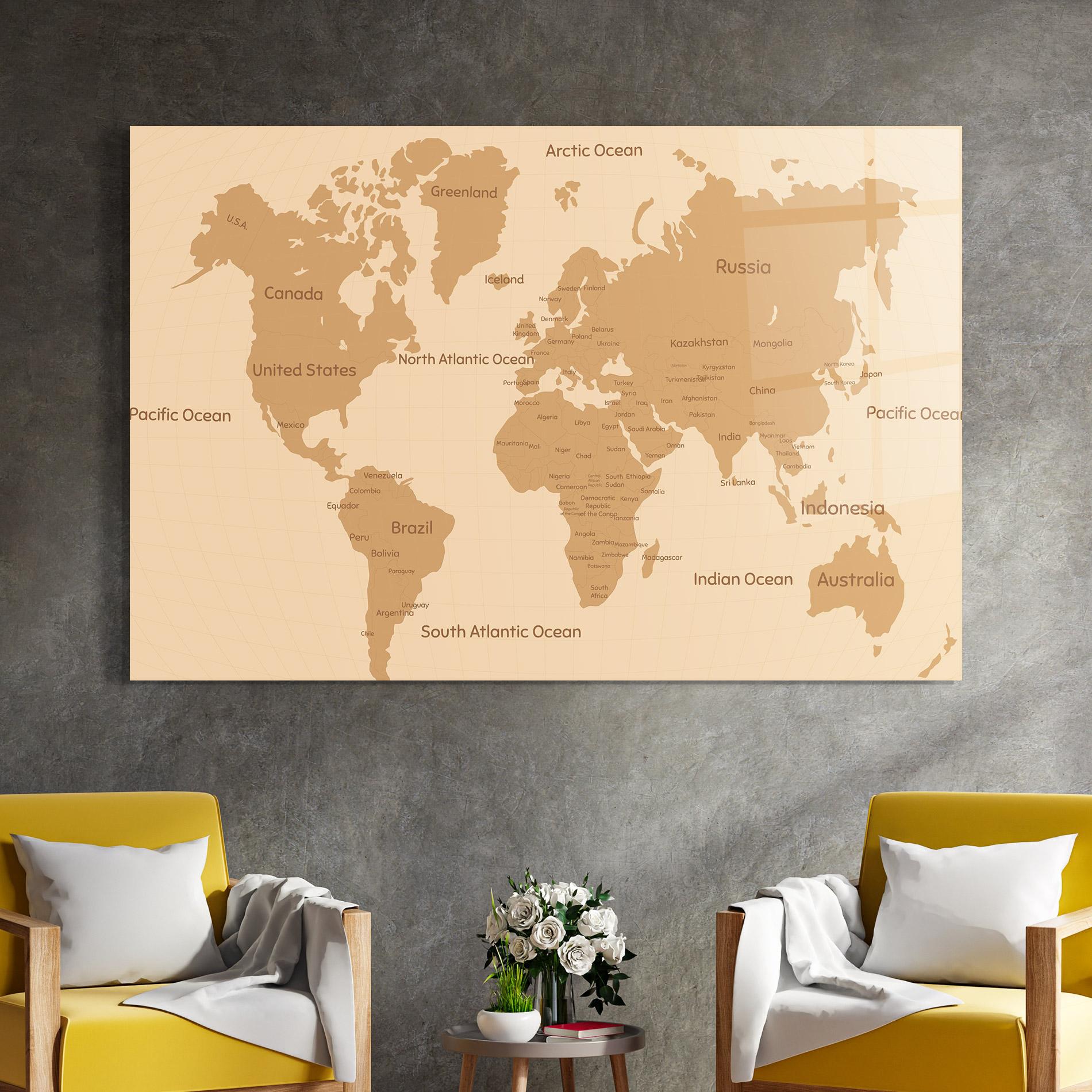 Glasbild Ocean Old Map mockup 4