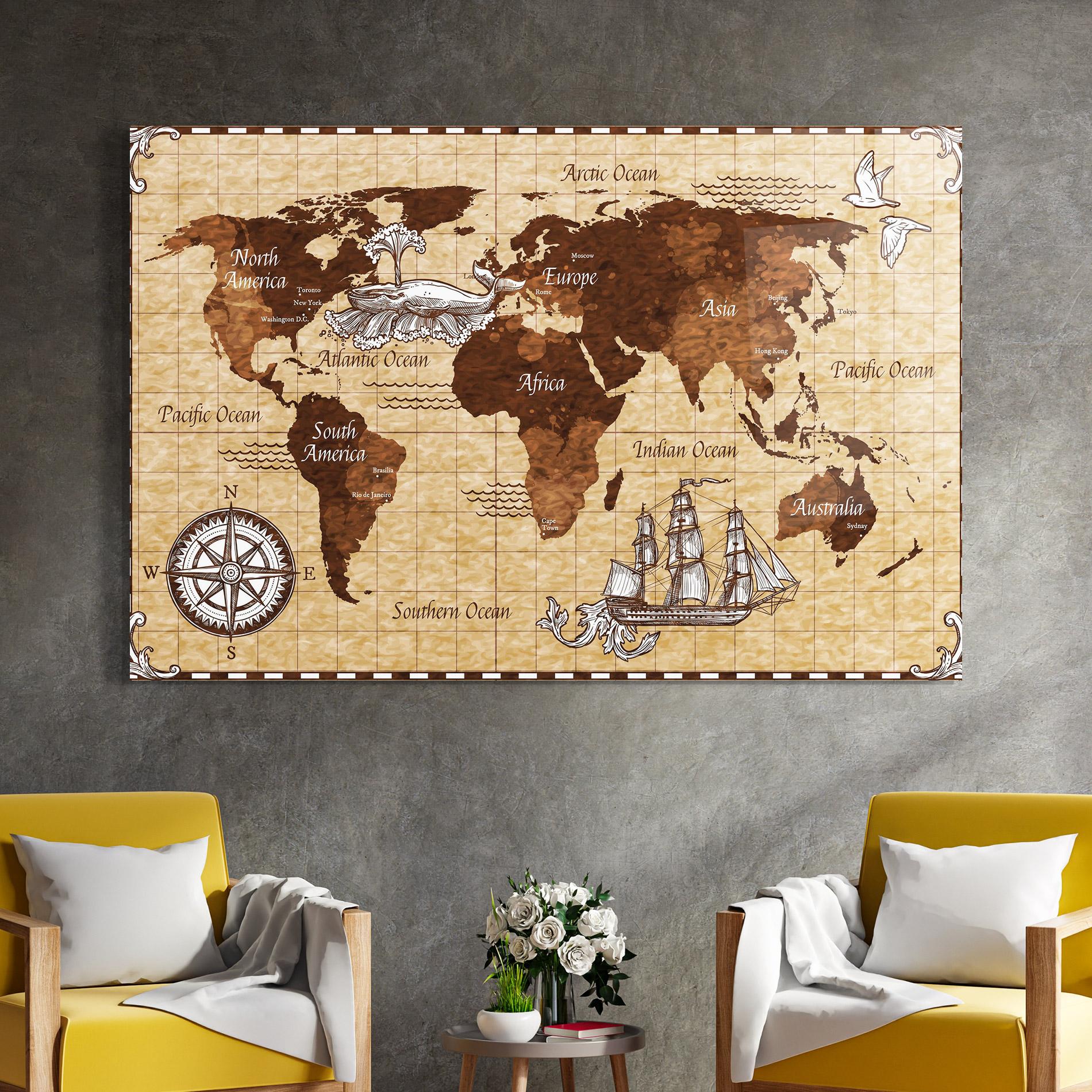 Glasbild Pirate World Map mockup 4