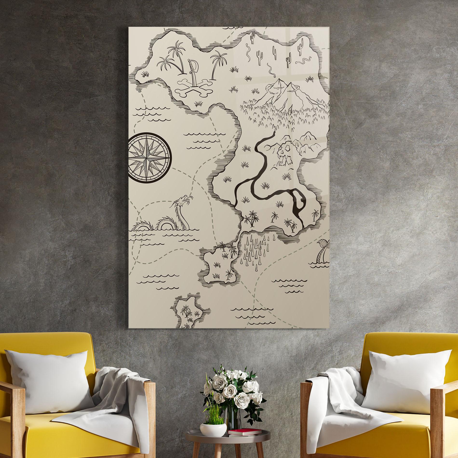 Glasbild Cream Island Map mockup 4