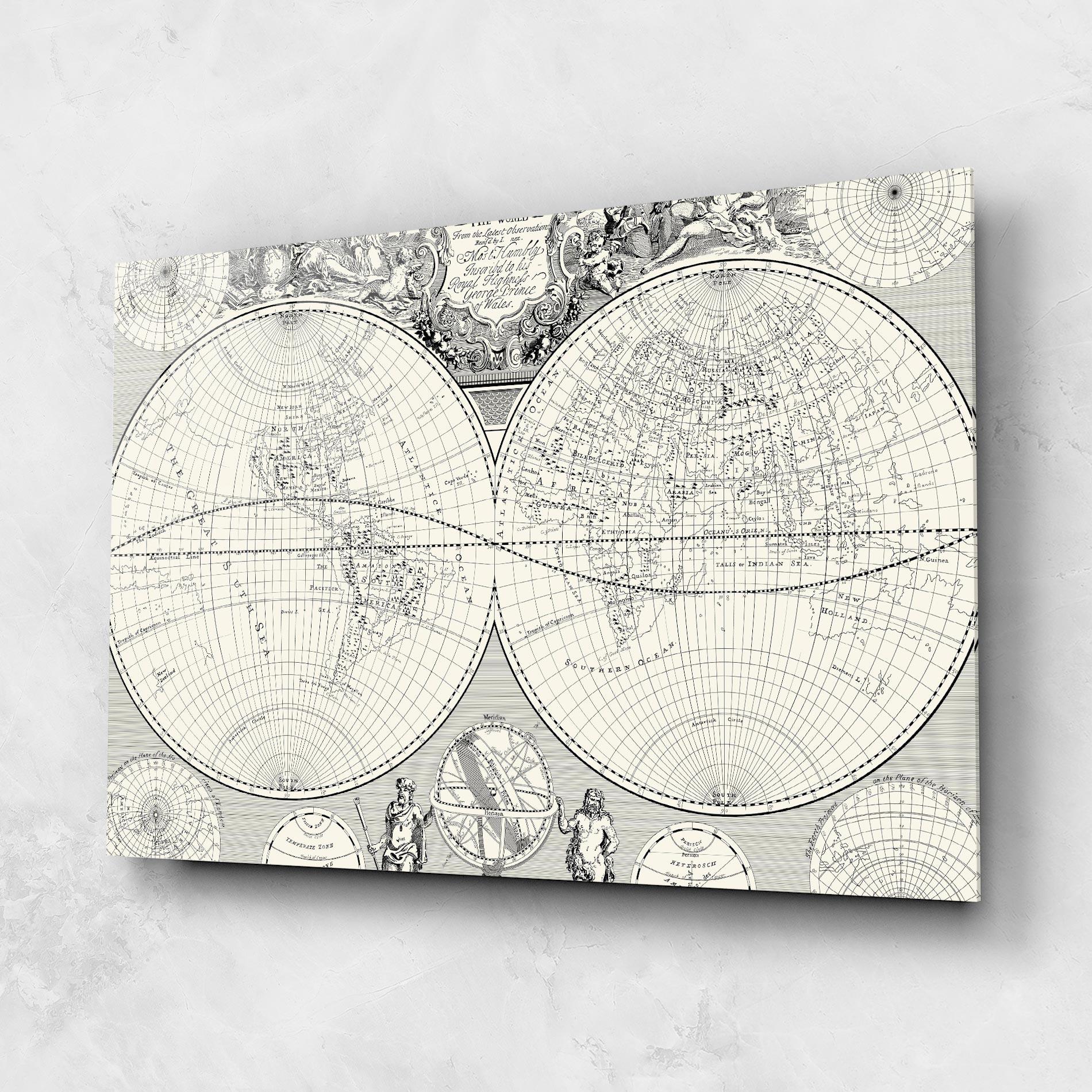 Glasbild Black White Map mockup 1