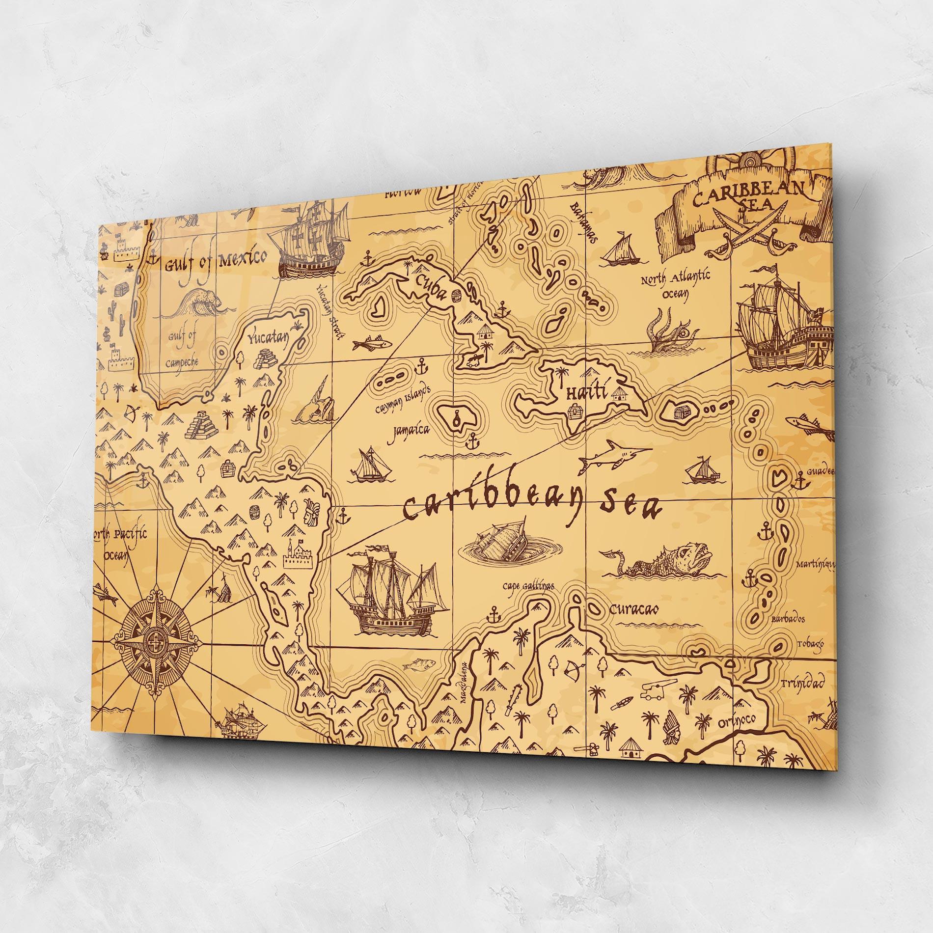 Glasbild Caribbean Sea Map mockup 1