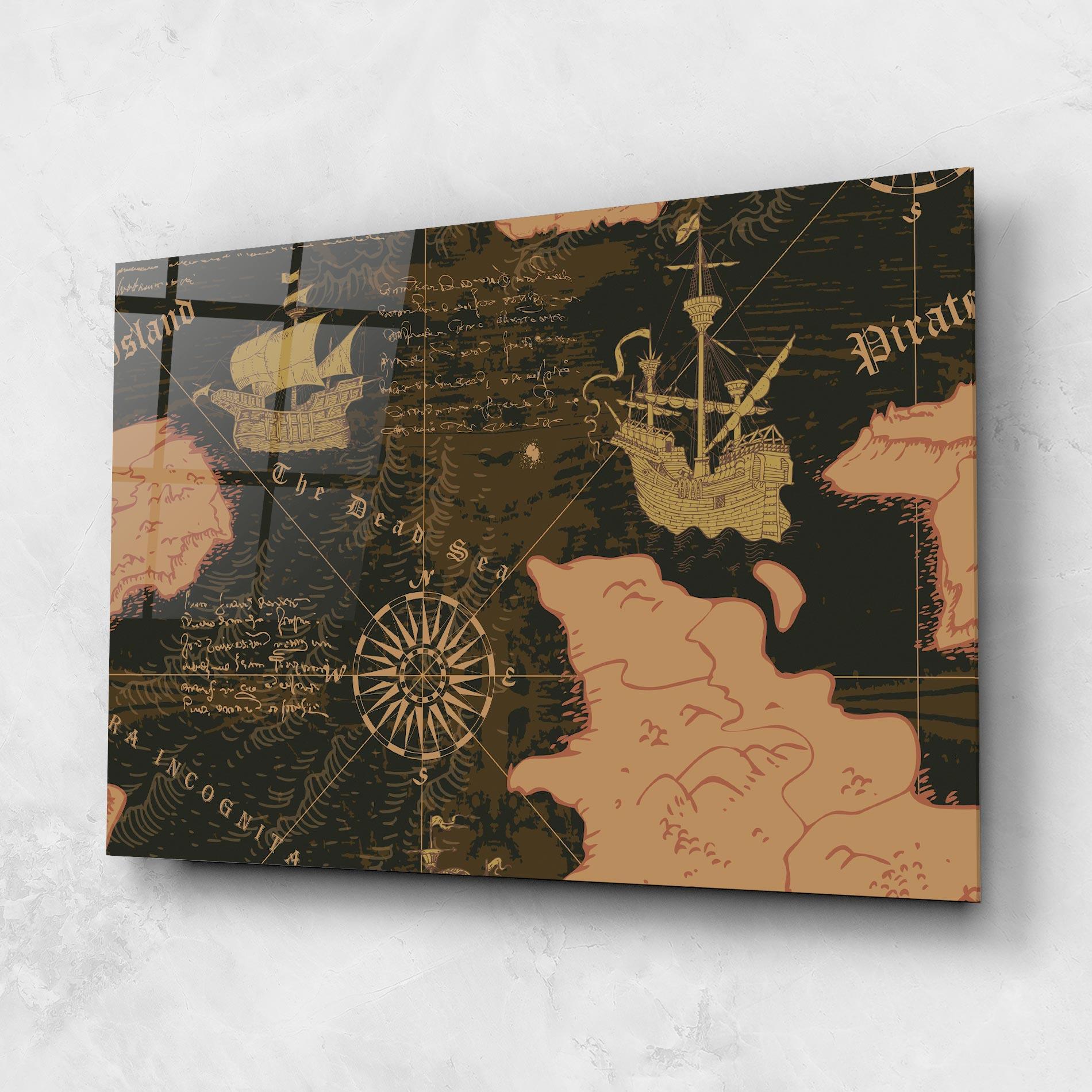 Glasbild Cool Old Map mockup 1