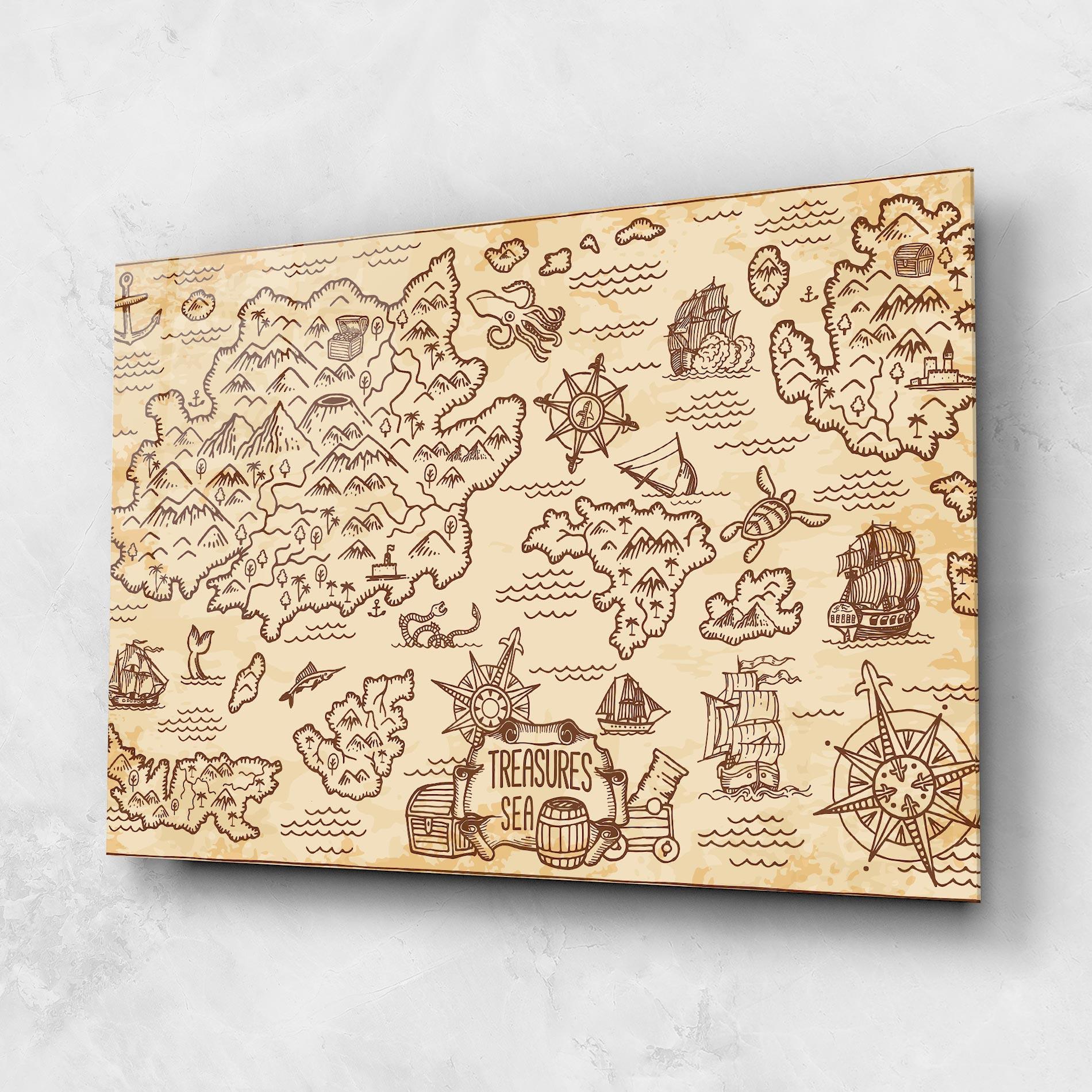 Glasbild Cream Coffee Map mockup 1