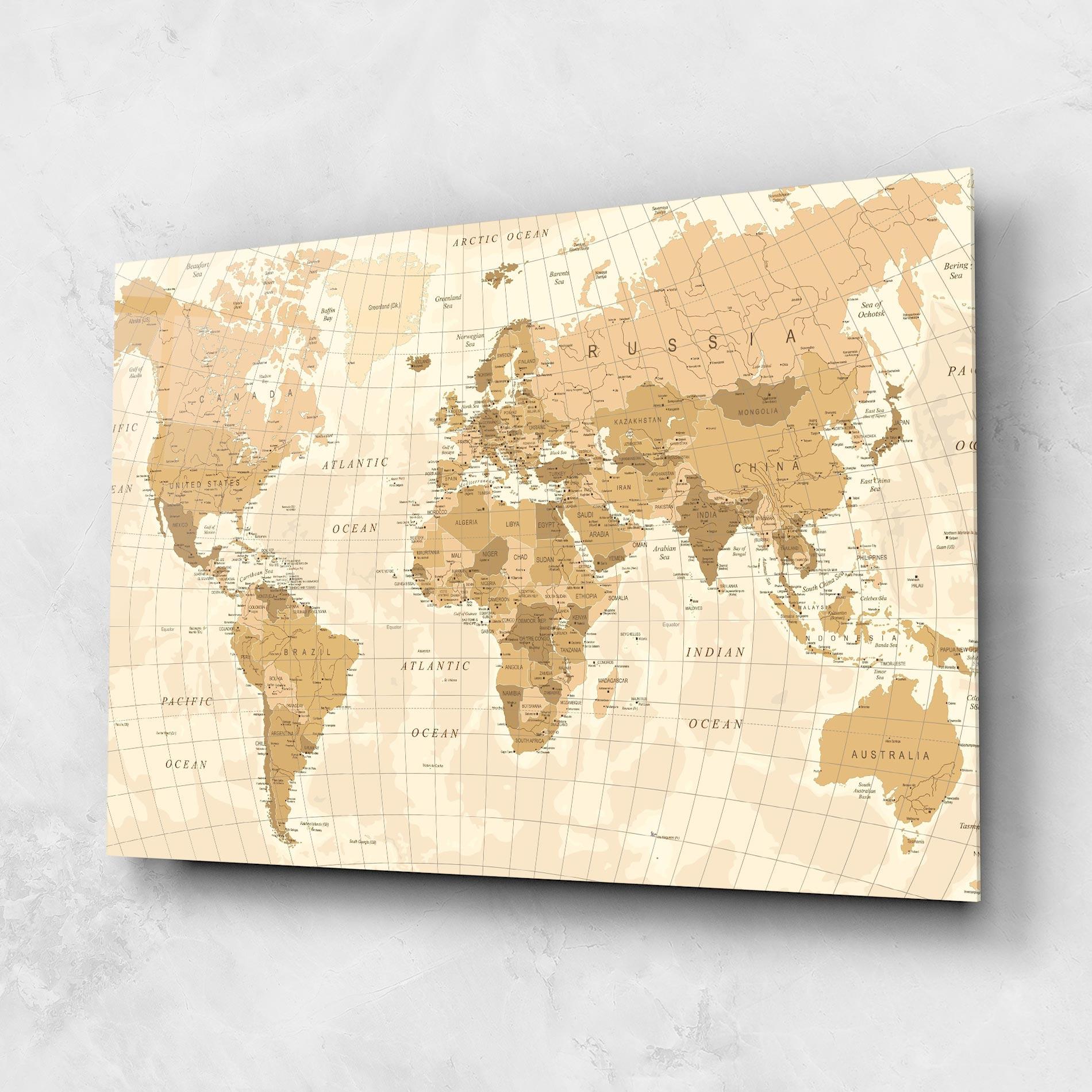 Glasbild Cream Color Map mockup 1