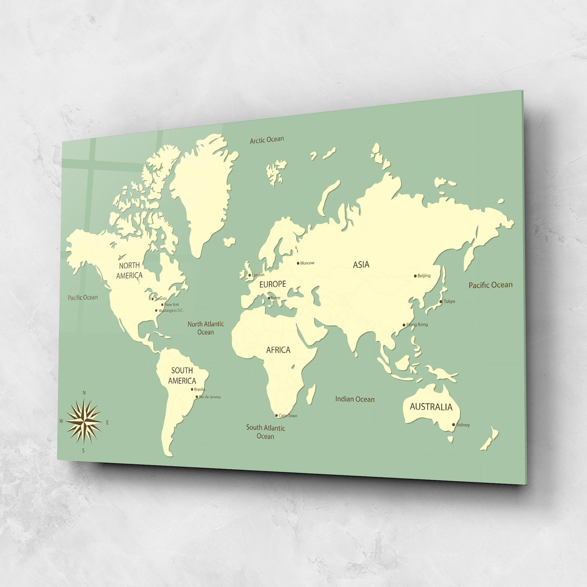 Glasbild Green Cream Map mockup 1