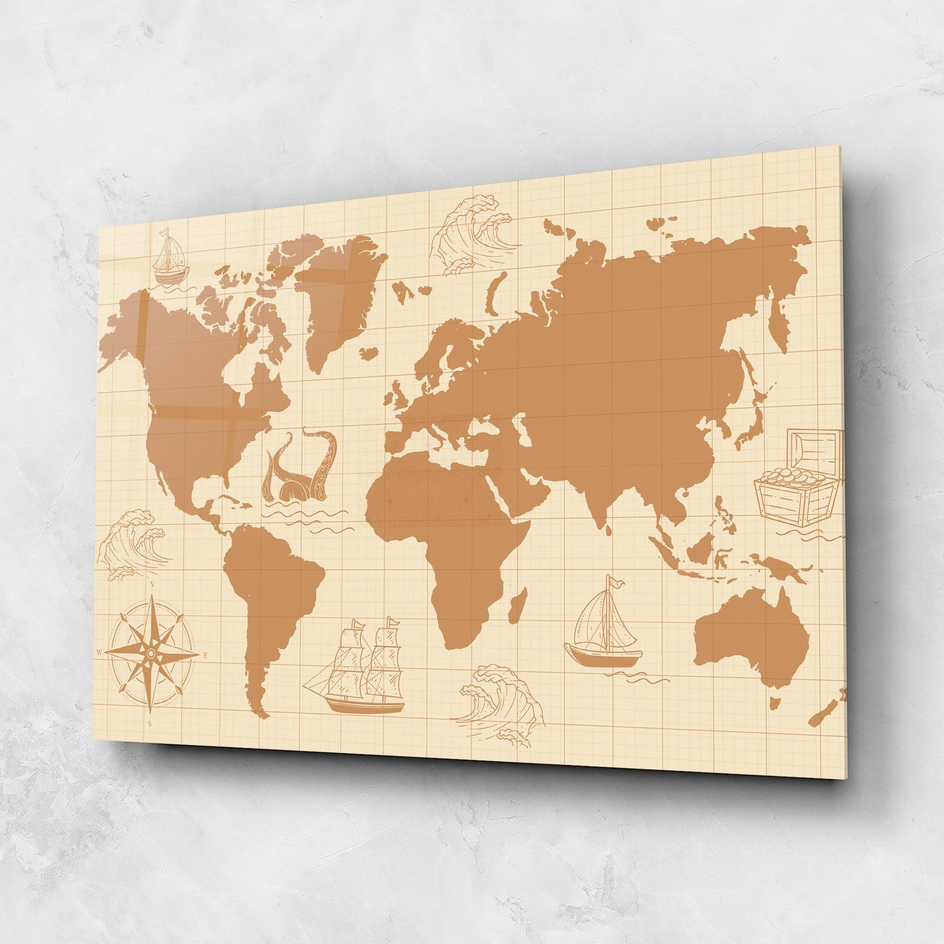 Glasbild Light Cream Map mockup 1