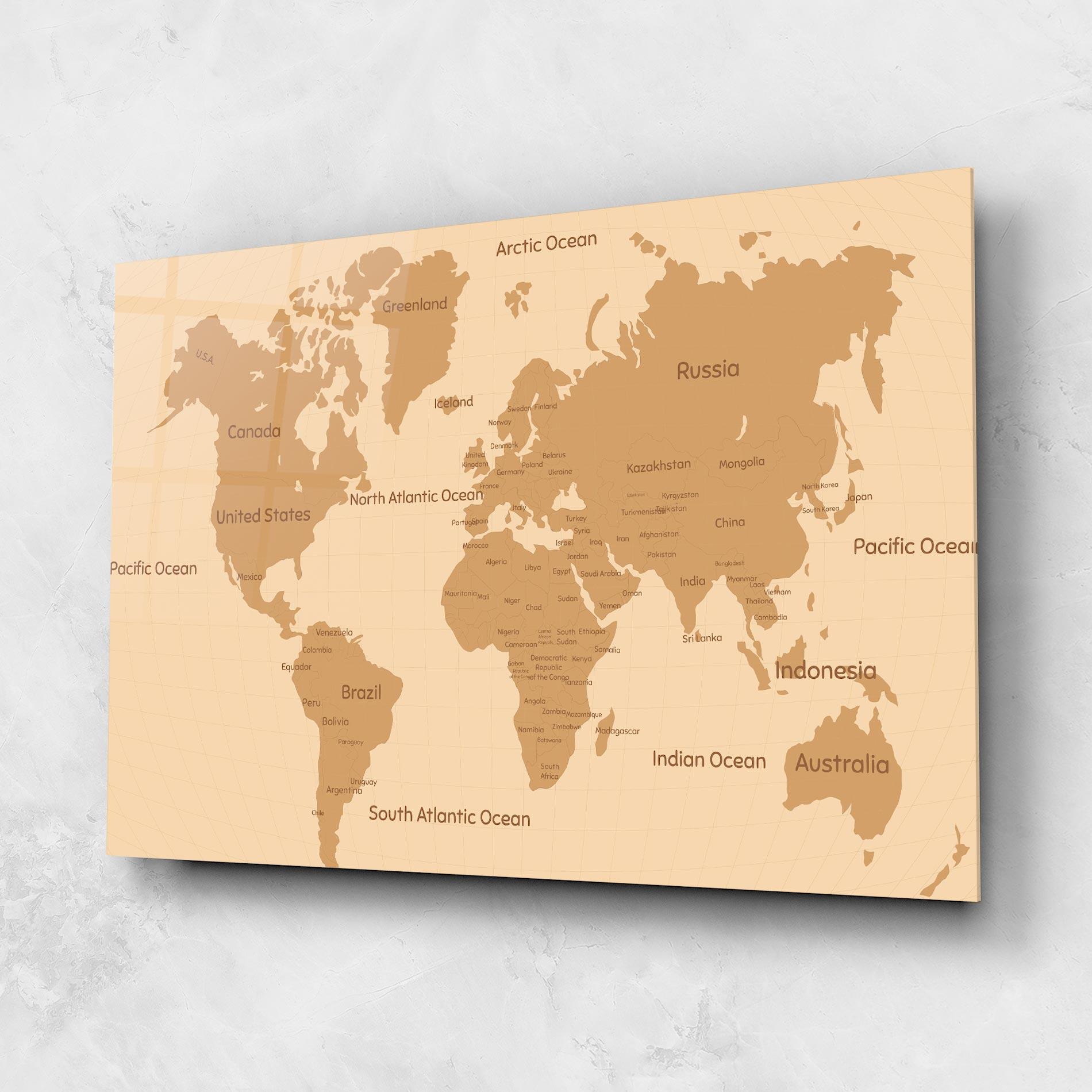 Glasbild Ocean Old Map mockup 1