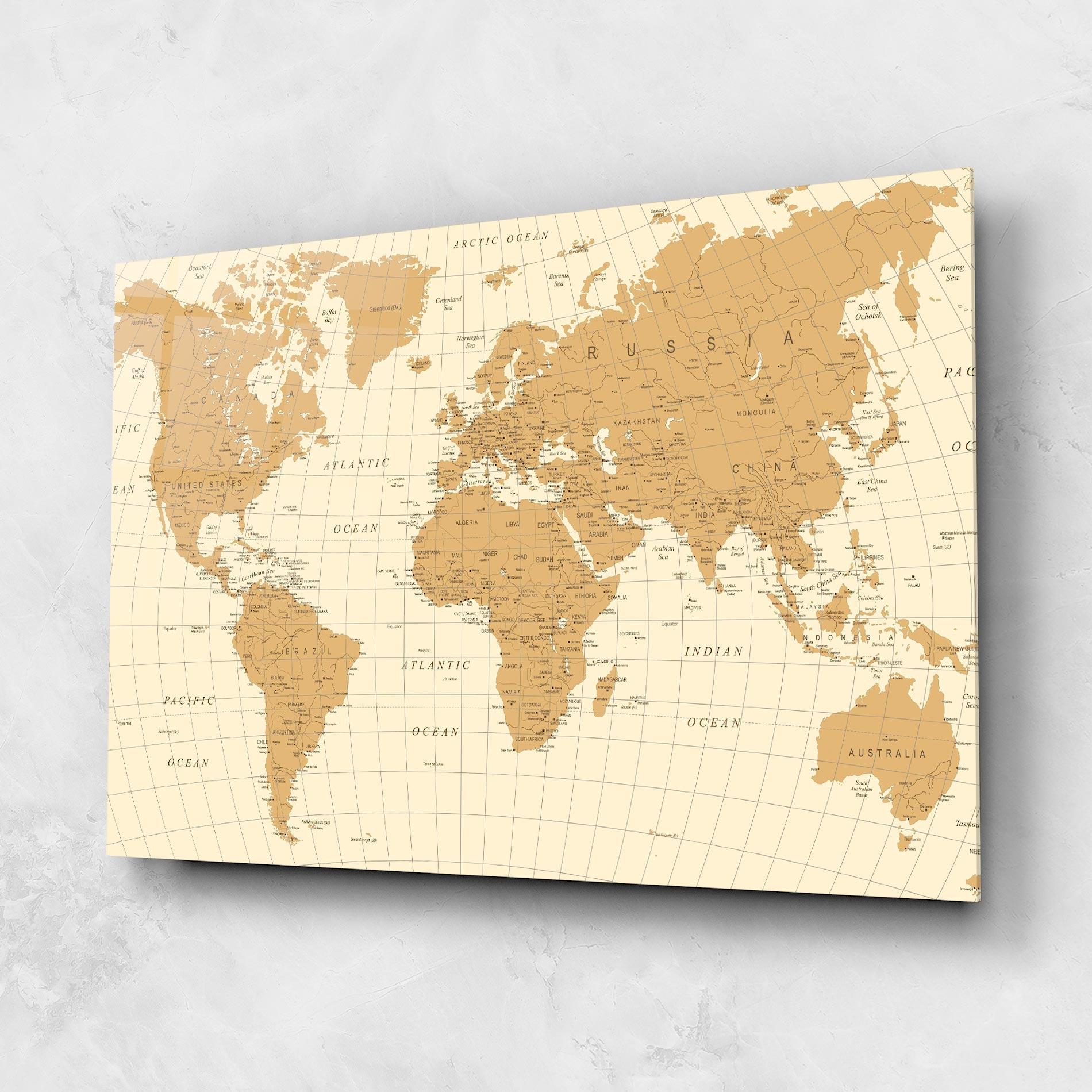 Glasbild Old Map Cream mockup 1