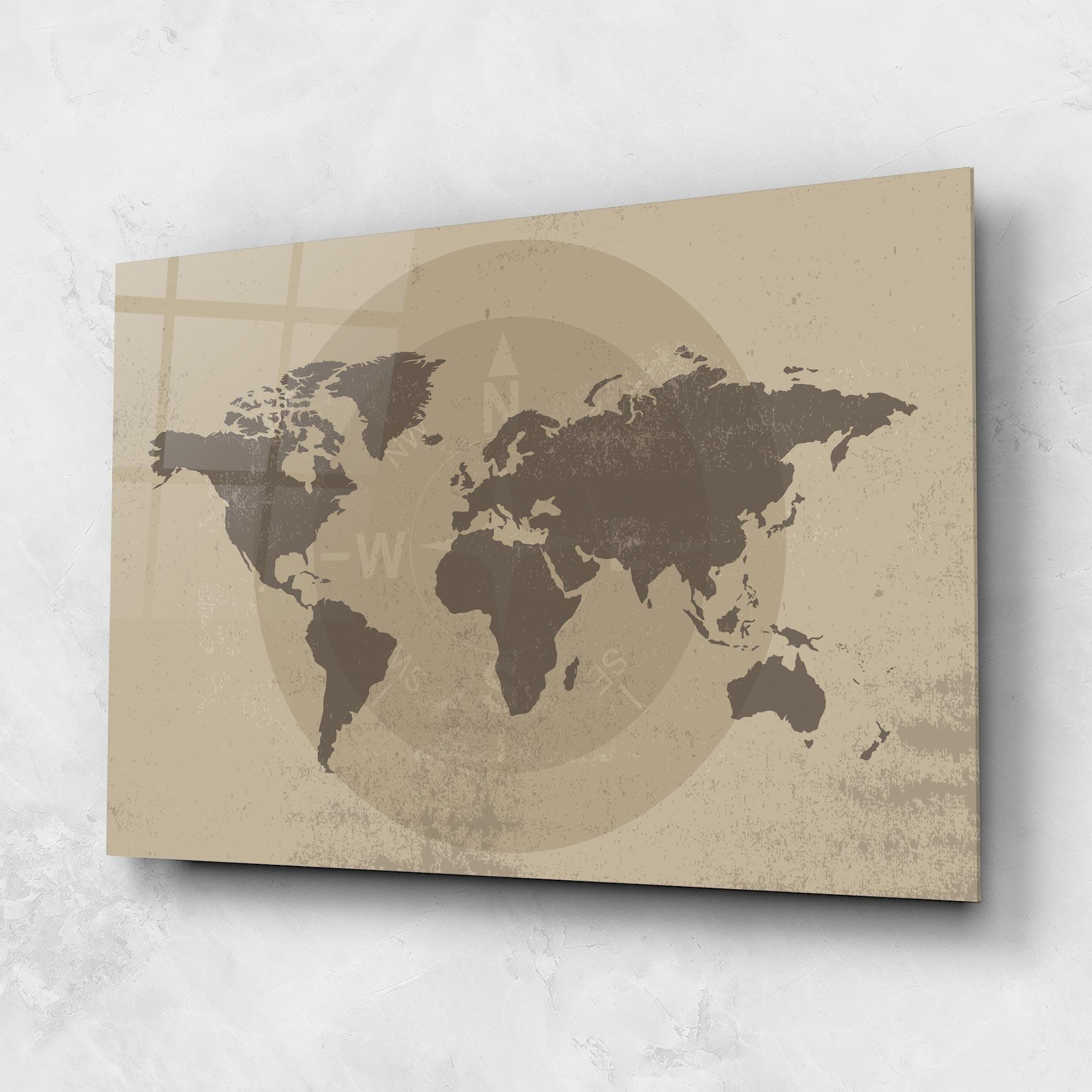 Glasbild Old Vintage Map mockup 1