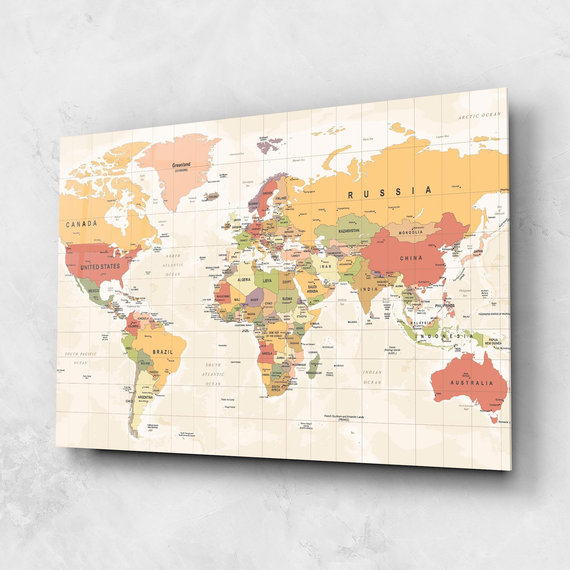 Glasbild Orange Cream Map mockup 1