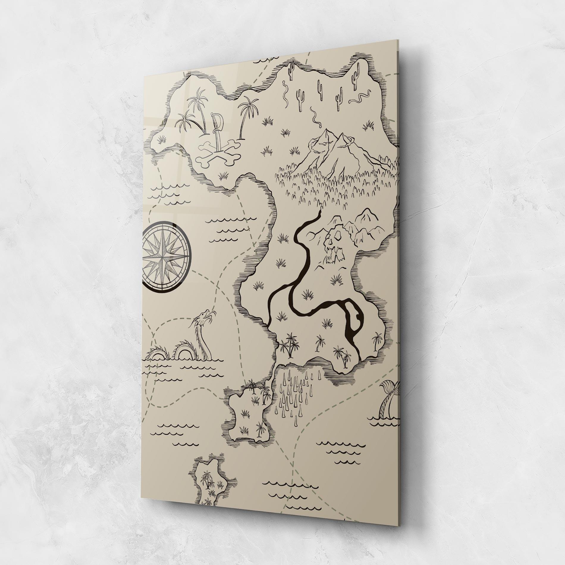 Glasbild Cream Island Map mockup 1