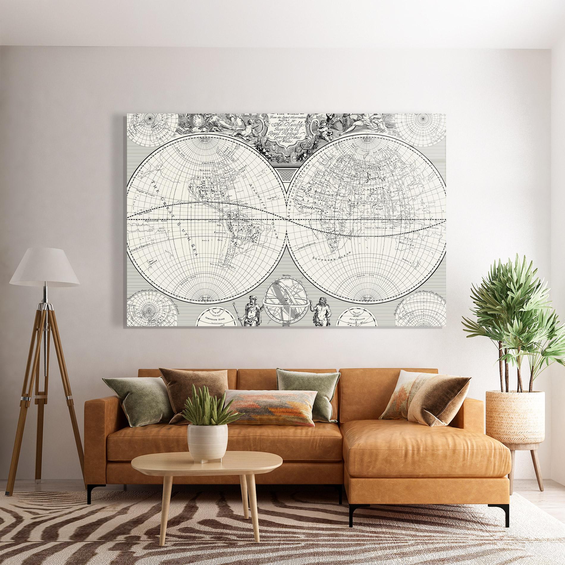 Glasbild Black White Map mockup 7