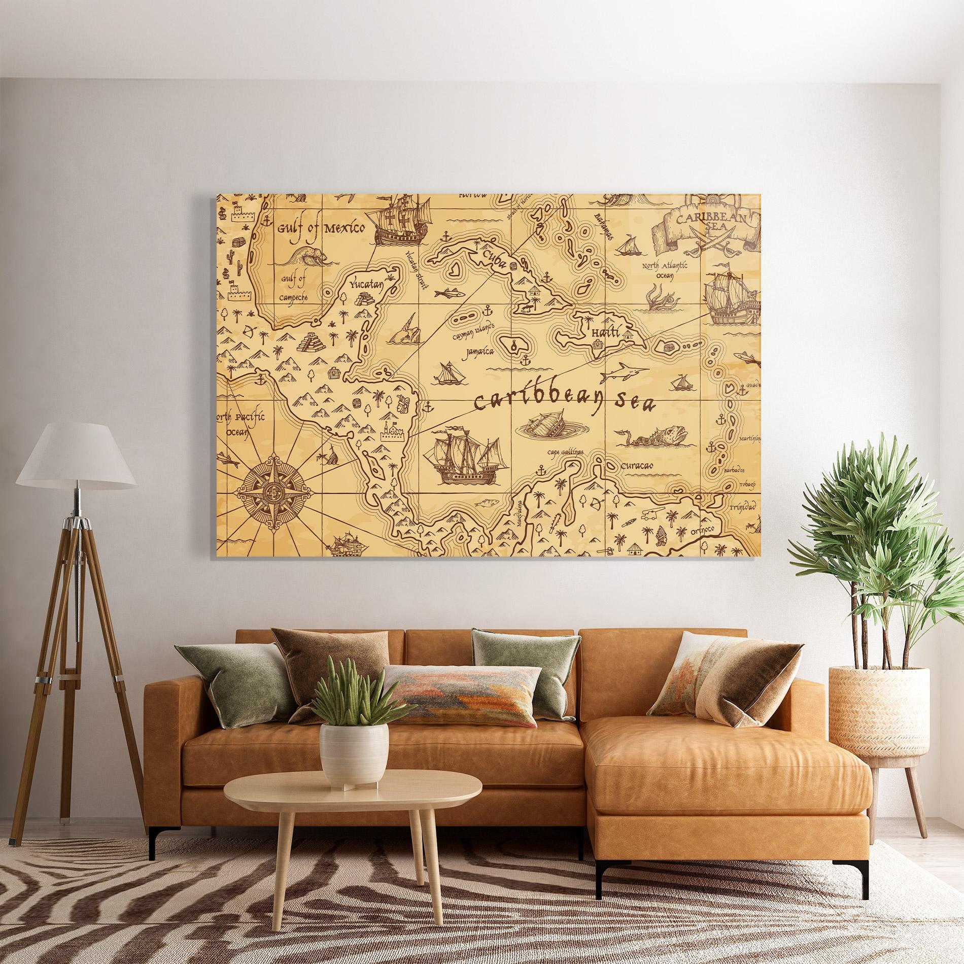 Glasbild Caribbean Sea Map mockup 7