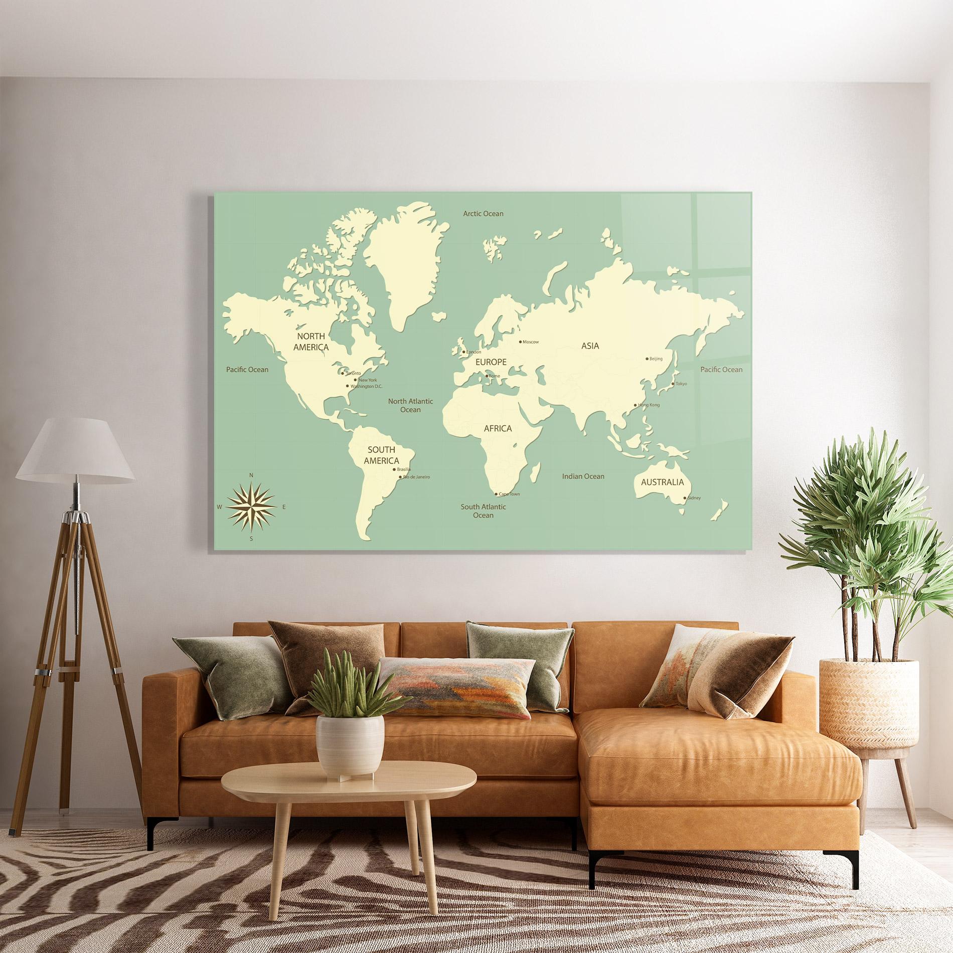 Glasbild Green Cream Map mockup 7