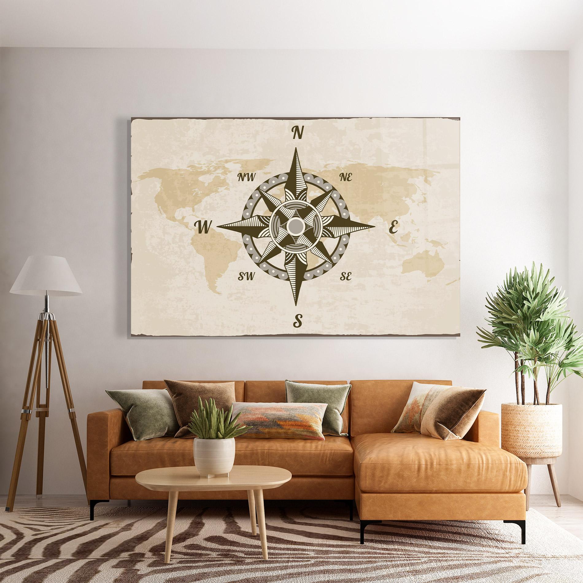 Glasbild Nautical Compass mockup 7