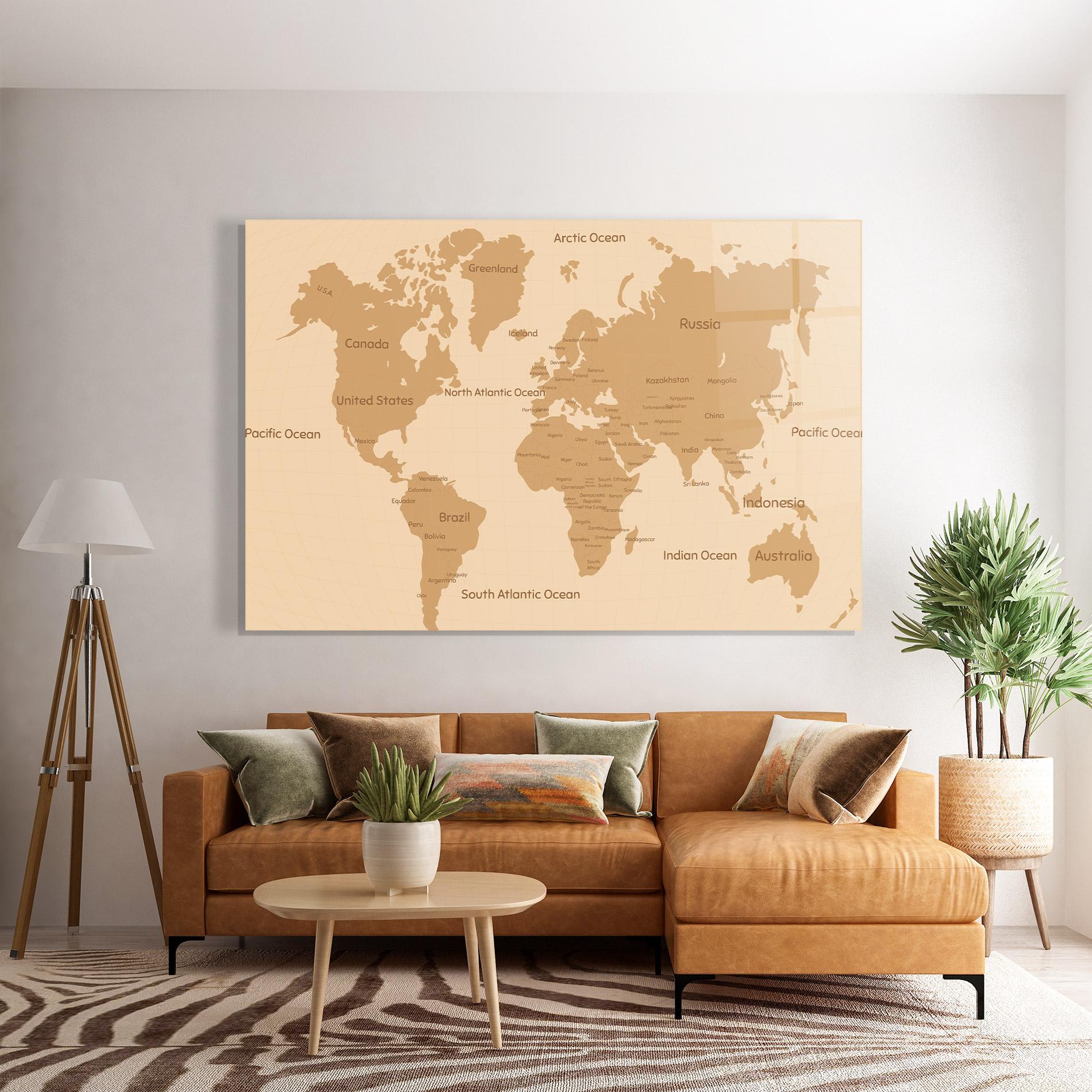 Glasbild Ocean Old Map mockup 7