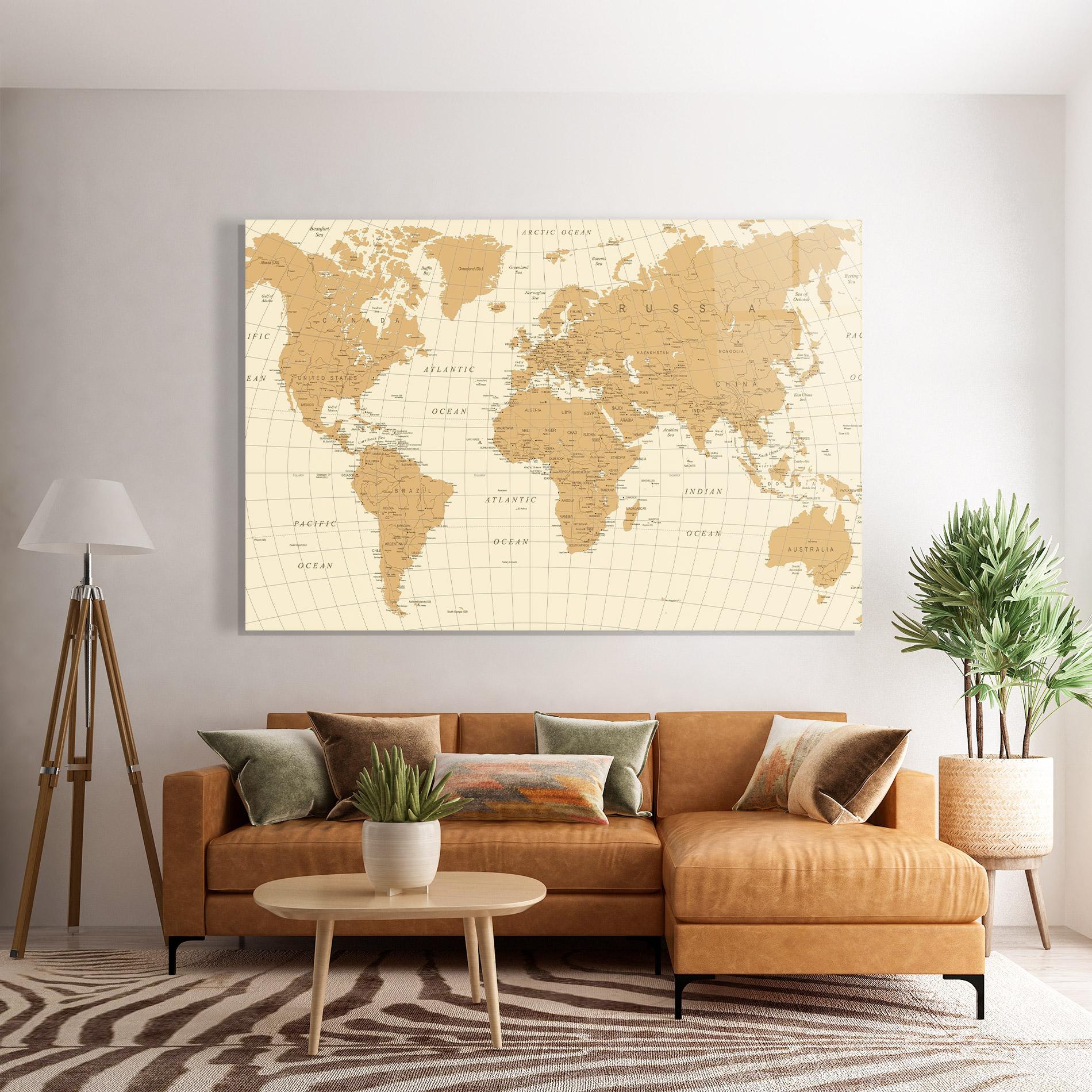 Glasbild Old Map Cream mockup 7