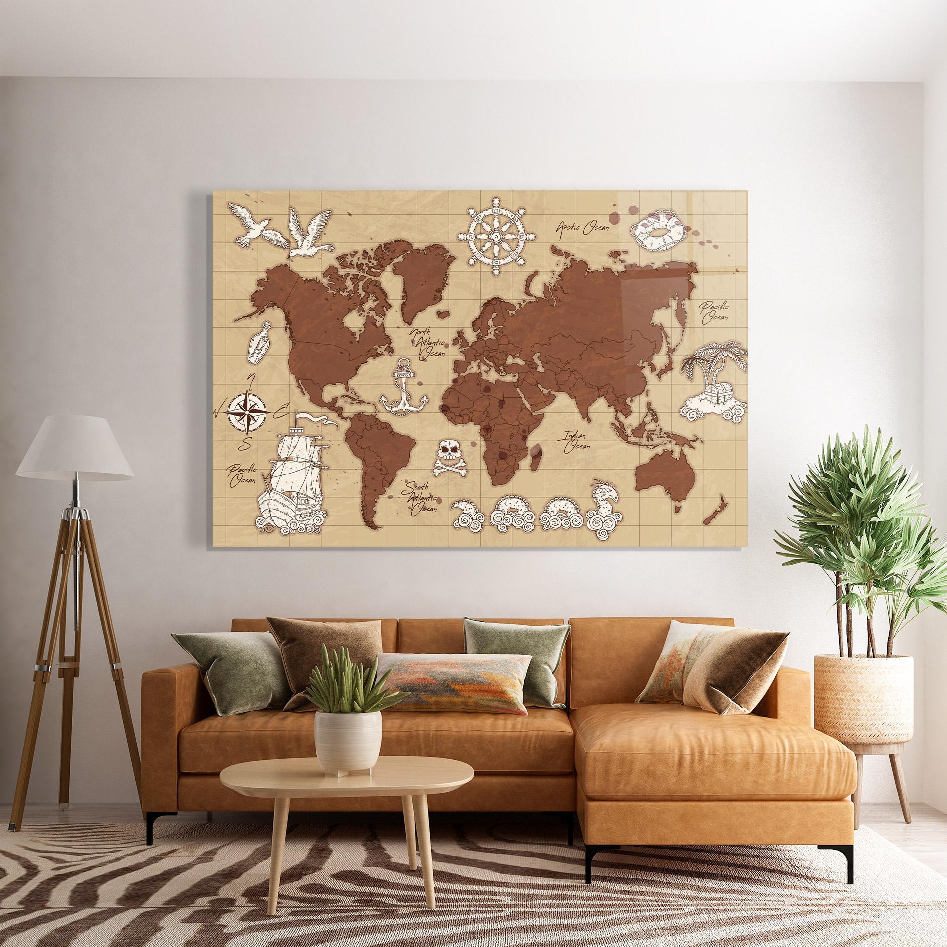 Glasbild Old Pirate Map mockup 7