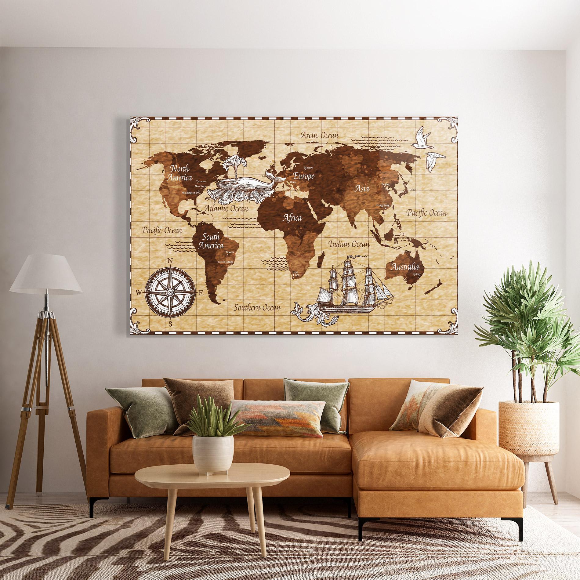 Glasbild Pirate World Map mockup 7