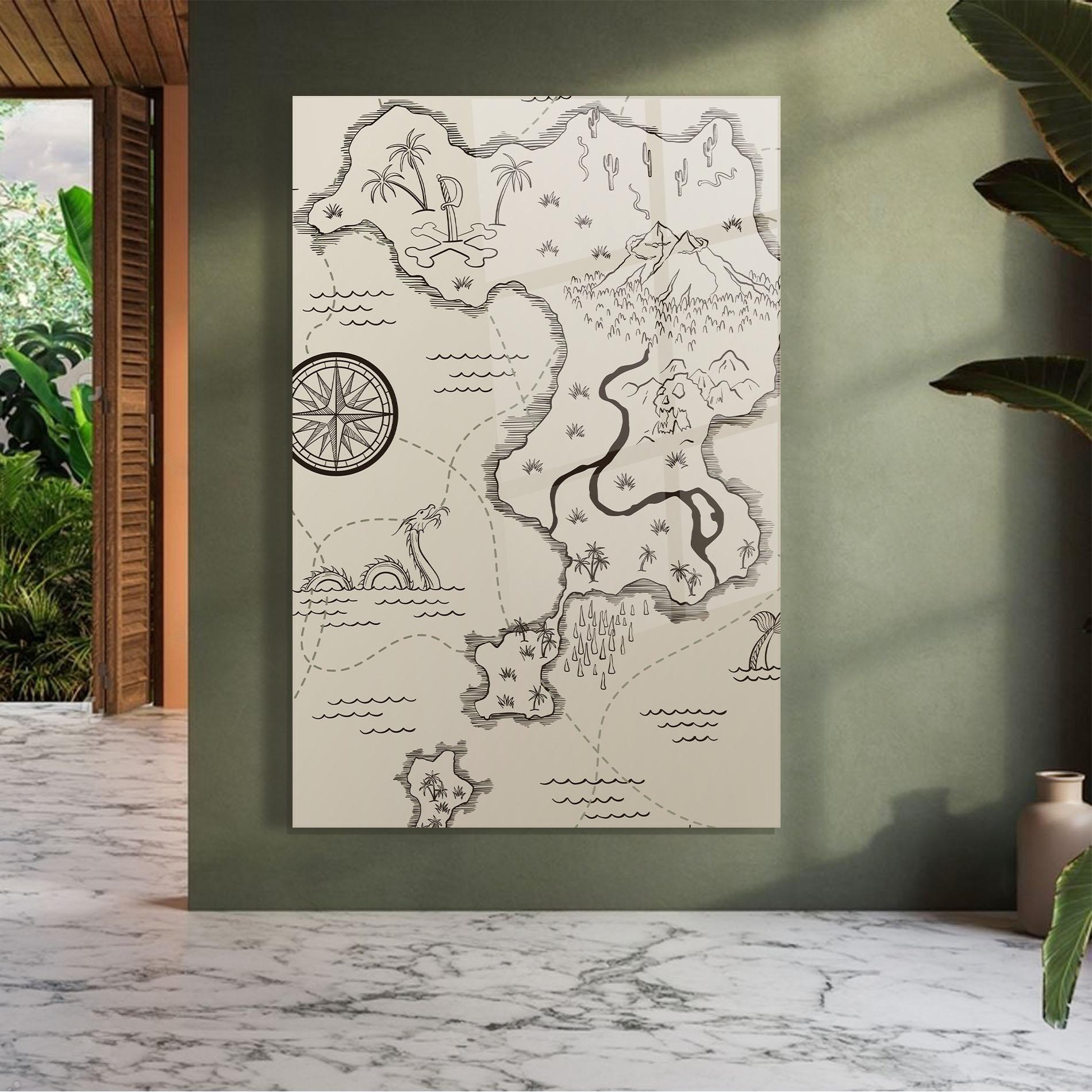Glasbild Cream Island Map mockup 7