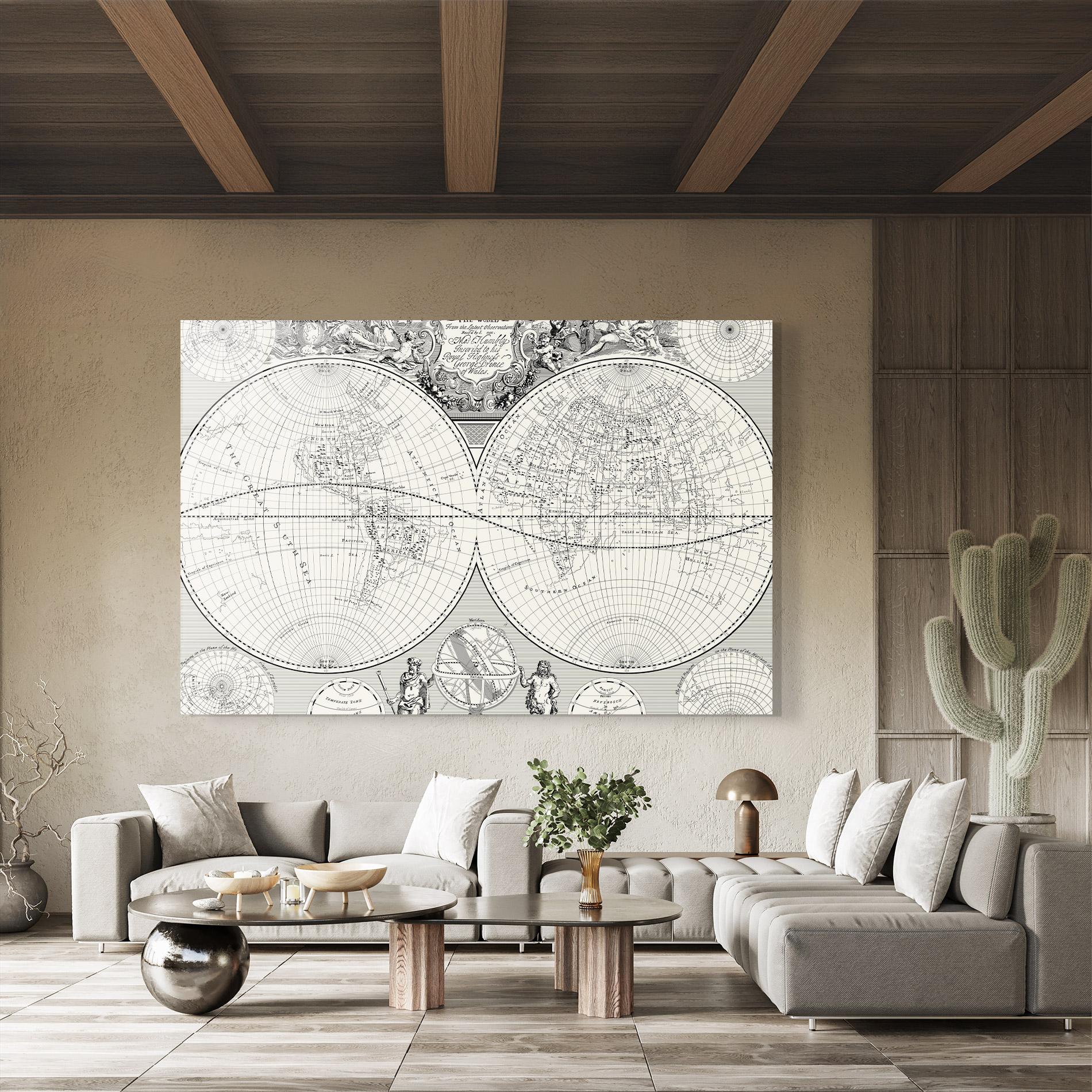 Glasbild Black White Map mockup 8