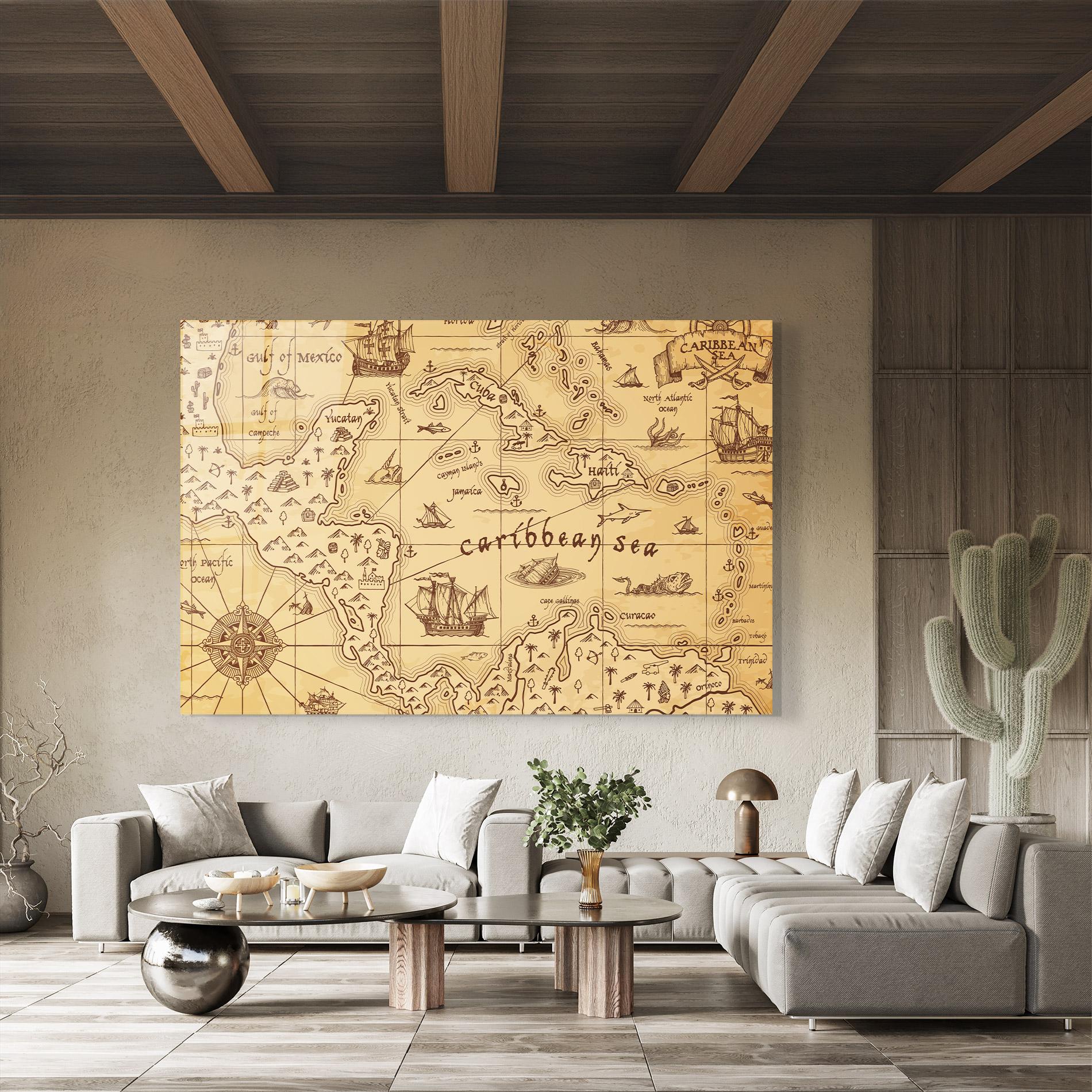 Glasbild Caribbean Sea Map mockup 8