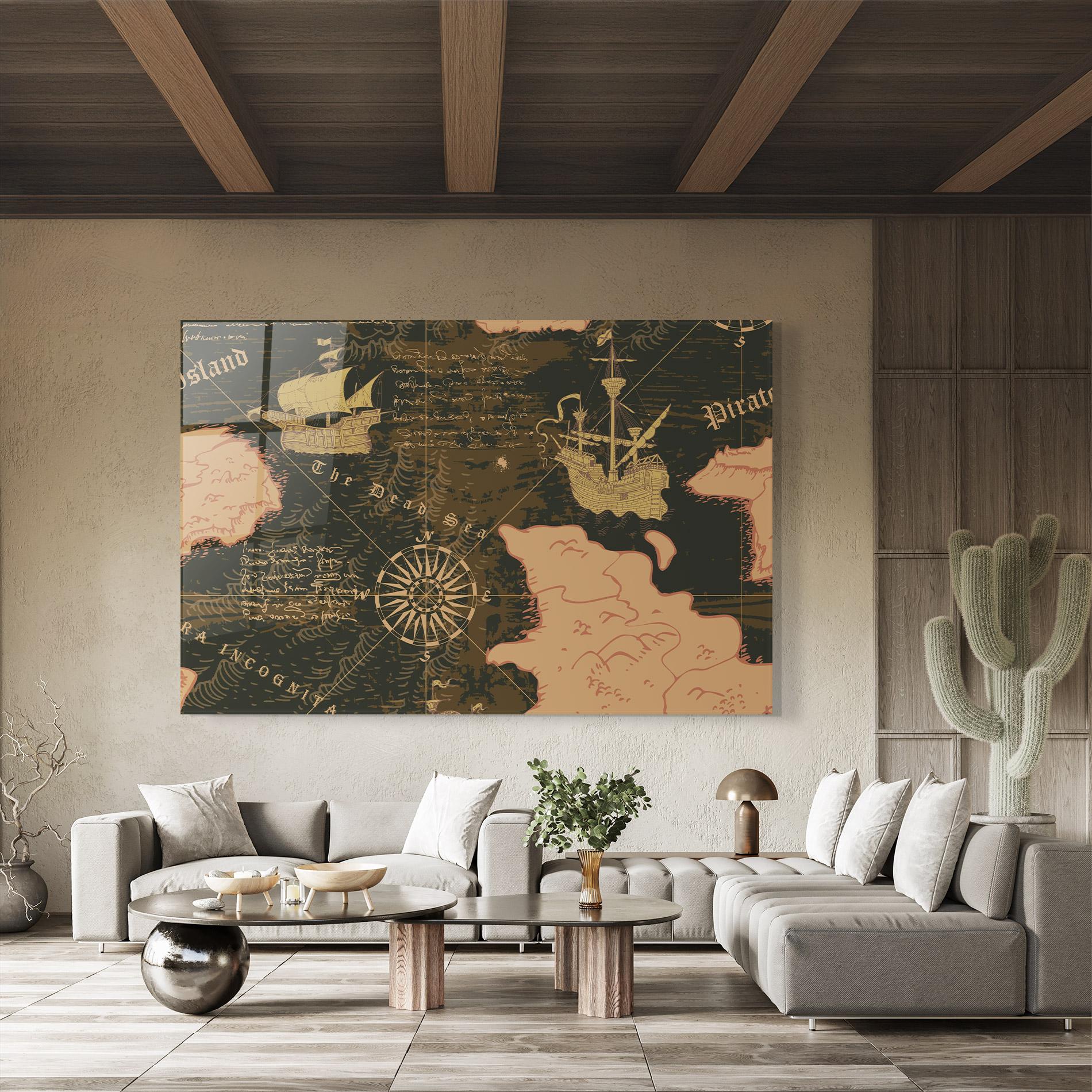 Glasbild Cool Old Map mockup 8